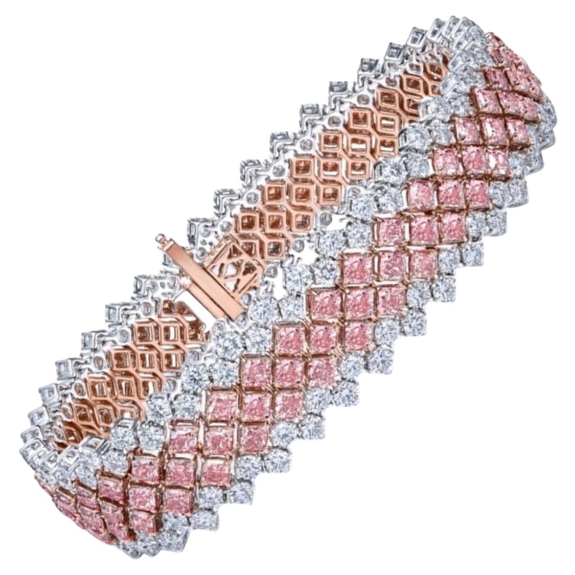 Emilio Jewelry 18.80 Carat Natural Pink Diamond Bracelet