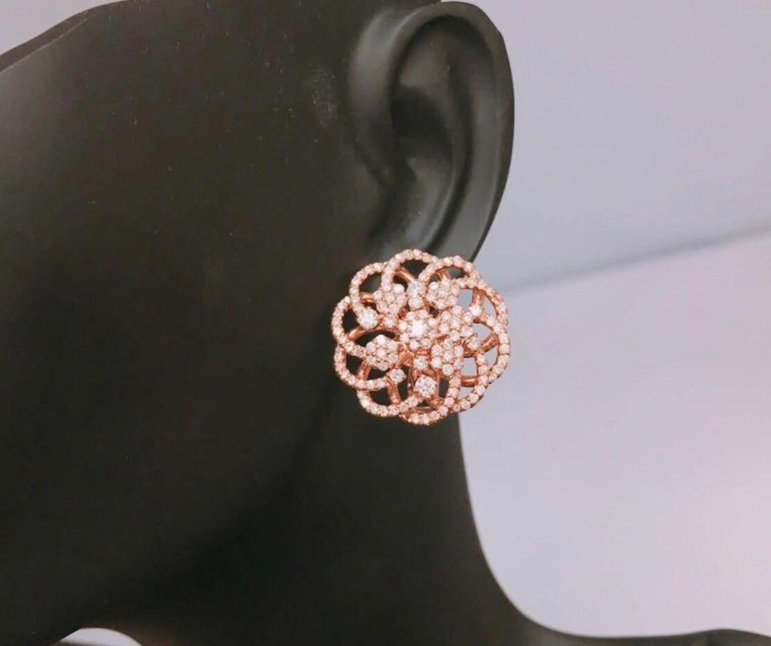 Emilio Jewelry 1.89 Carat Rose Gold Diamond Earrings 6