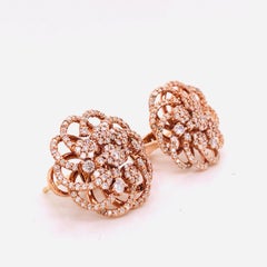 Emilio Jewelry 1.89 Carat Rose Gold Diamond Earrings