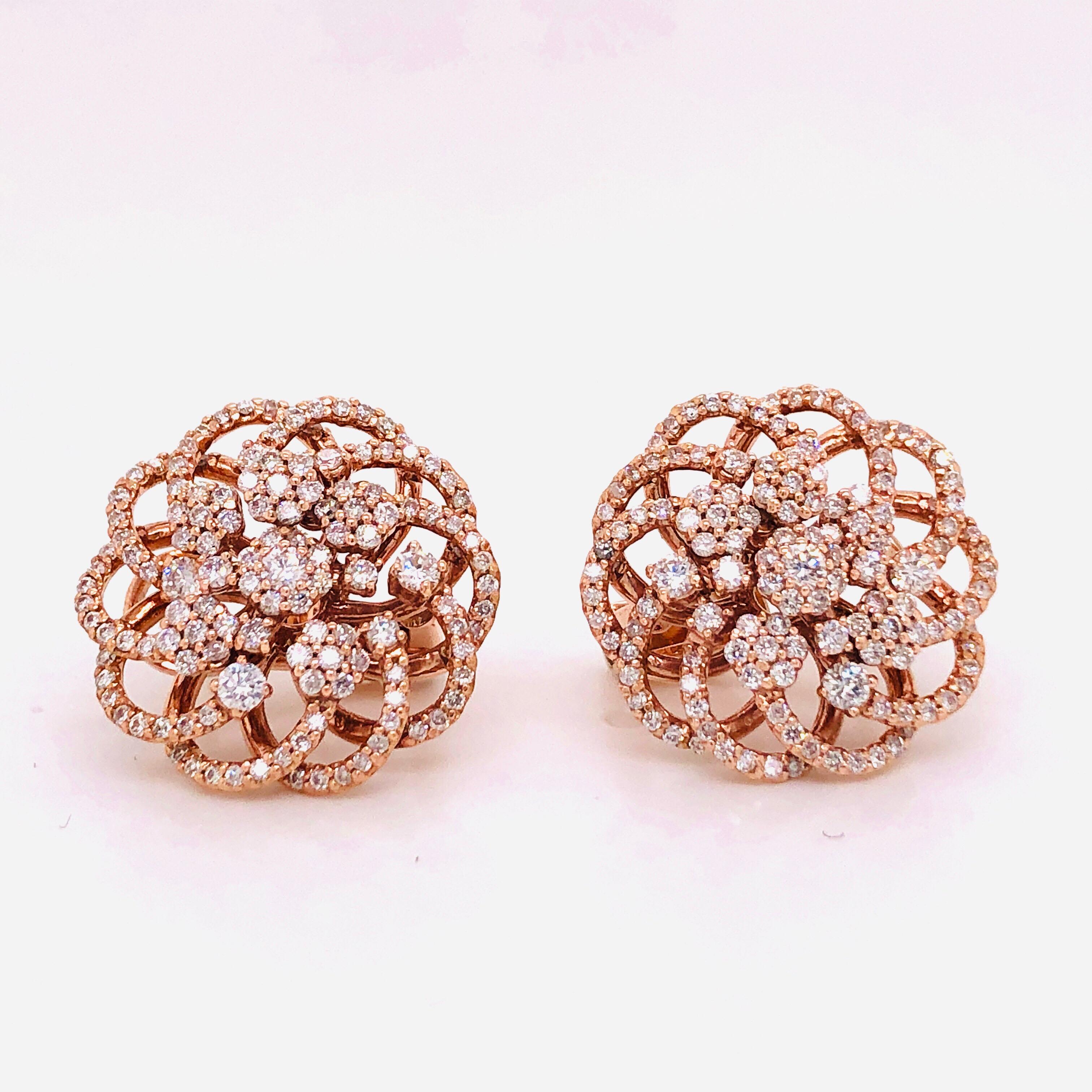 Emilio Jewelry 1.89 Carat Rose Gold Diamond Earrings 1