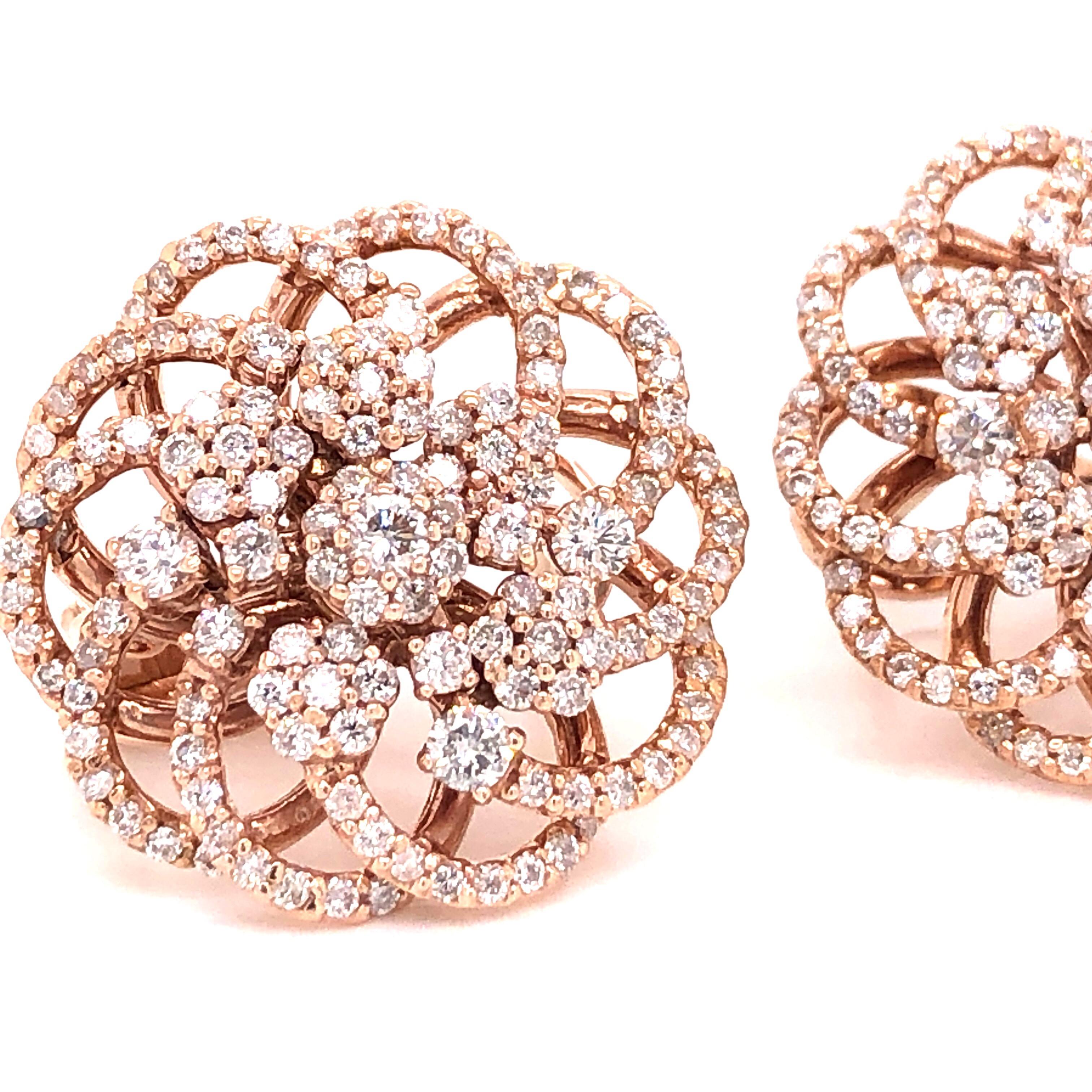 Emilio Jewelry 1.89 Carat Rose Gold Diamond Earrings 2