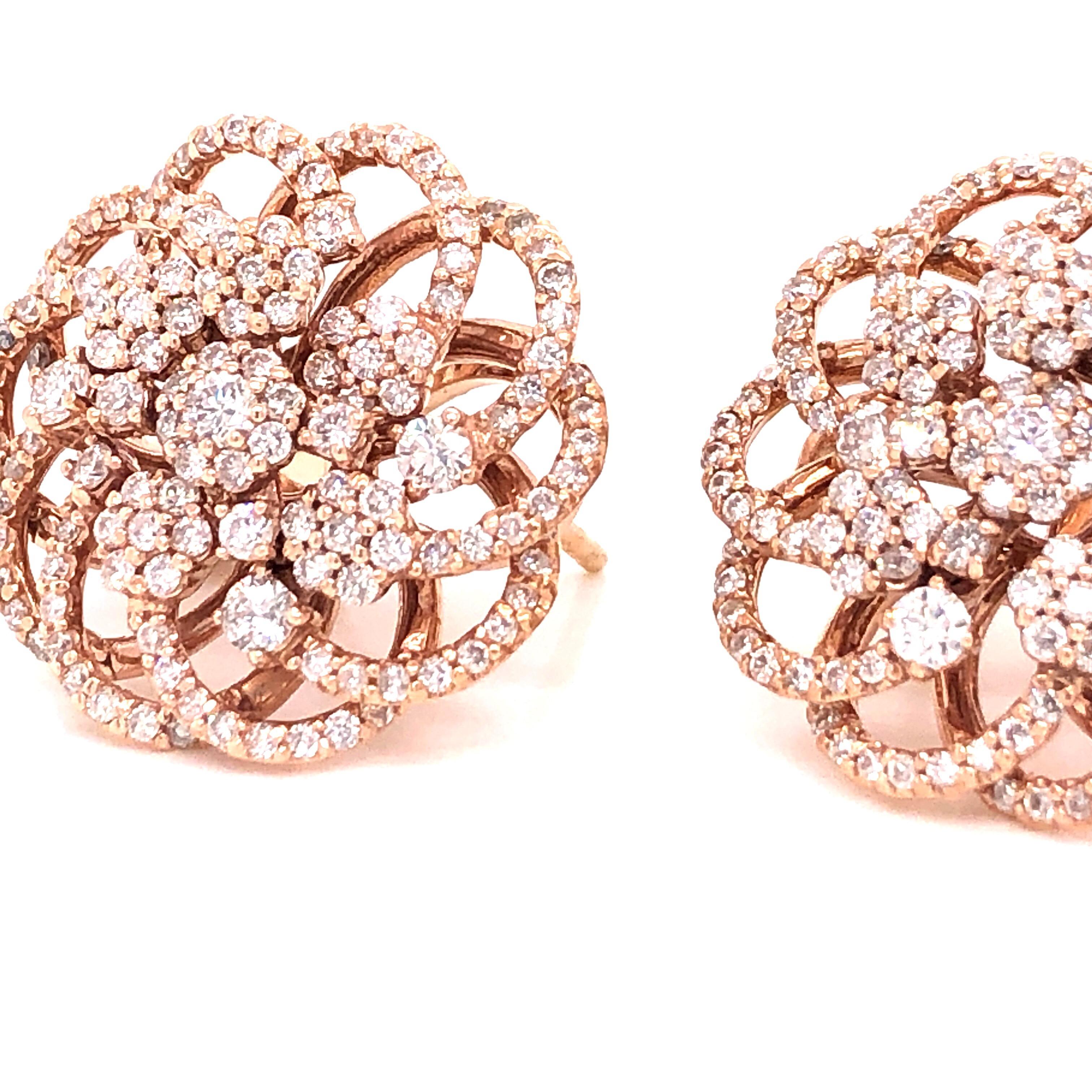 Emilio Jewelry 1.89 Carat Rose Gold Diamond Earrings 3