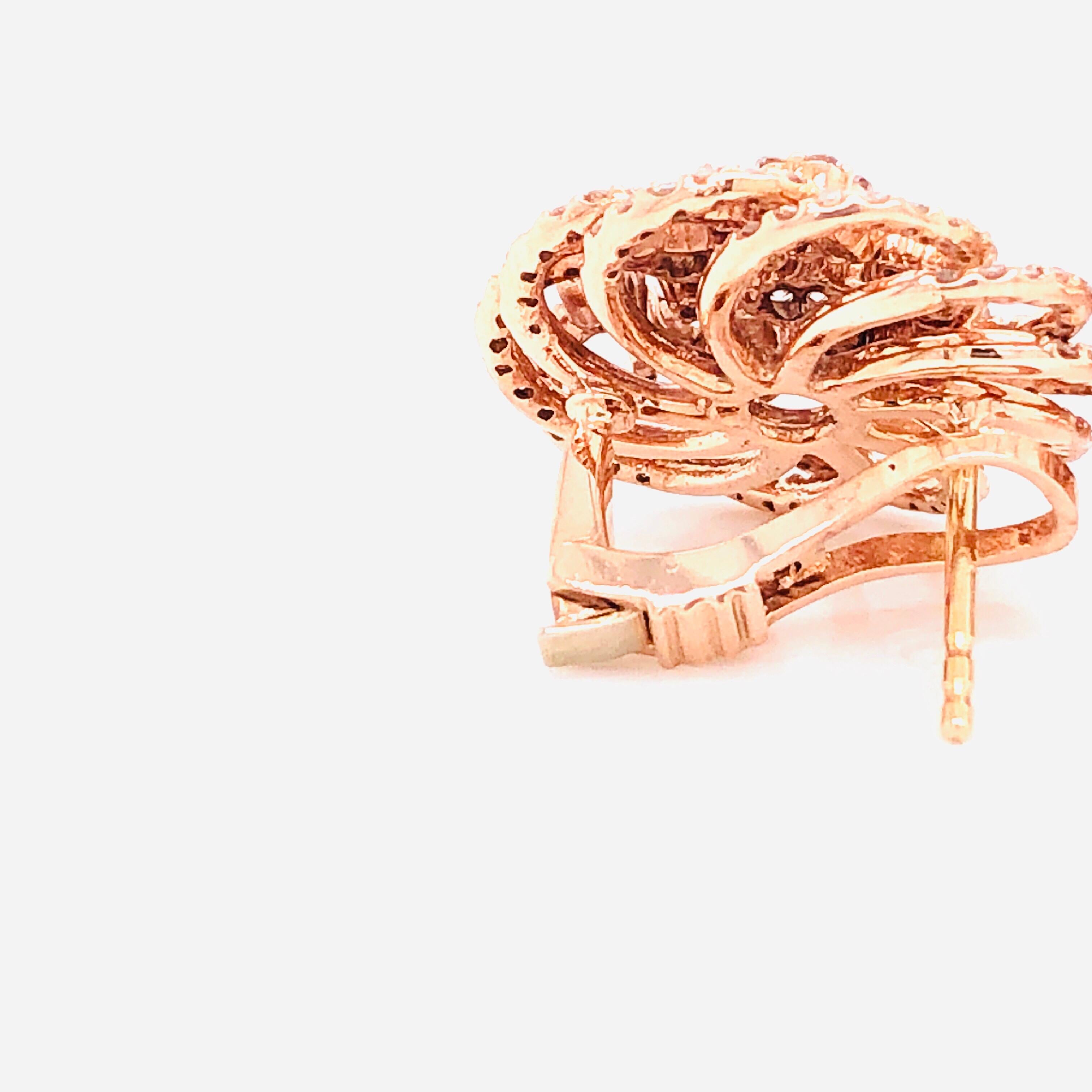 Emilio Jewelry 1.89 Carat Rose Gold Diamond Earrings 4