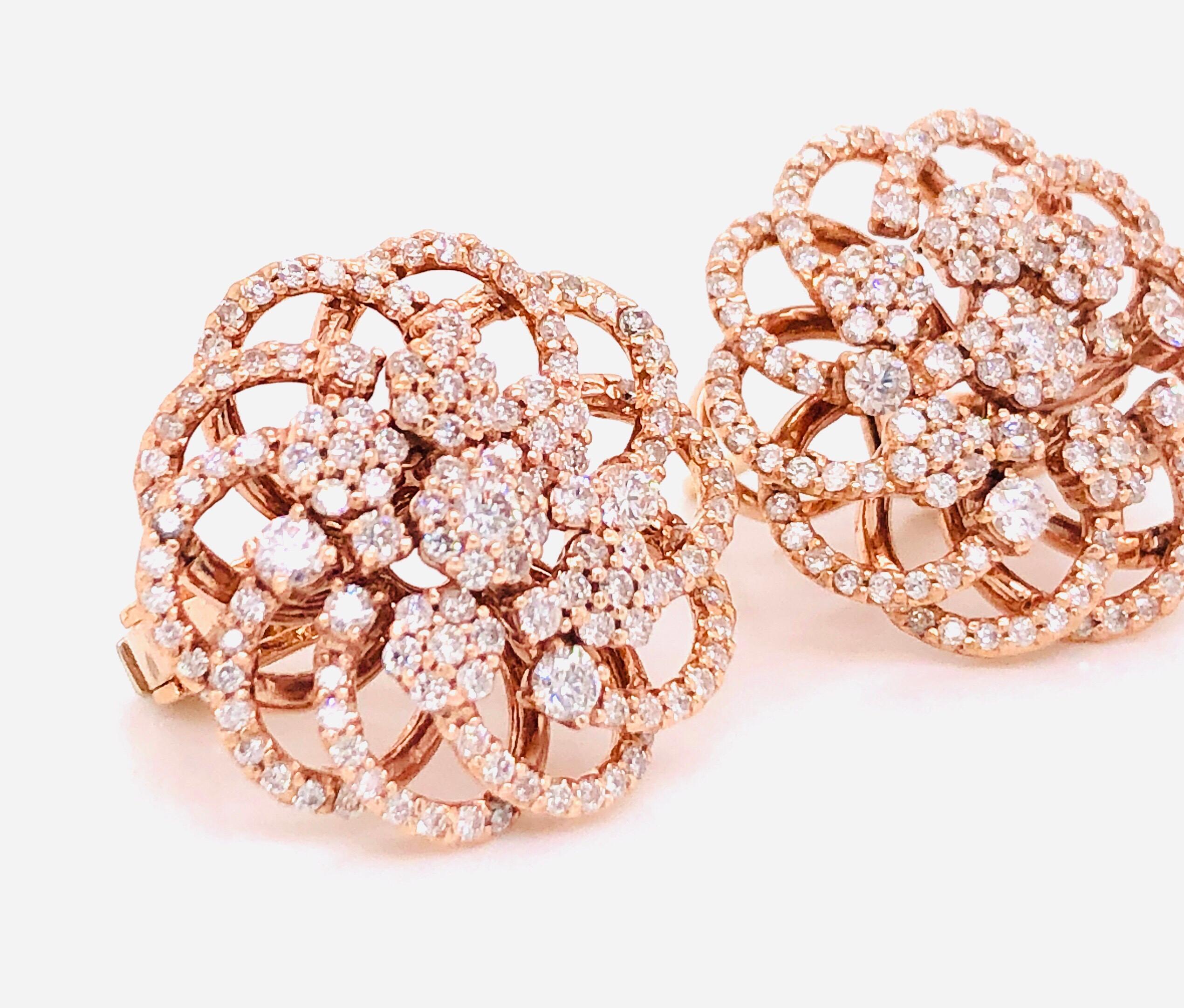 Emilio Jewelry 1.89 Carat Rose Gold Diamond Earrings 5