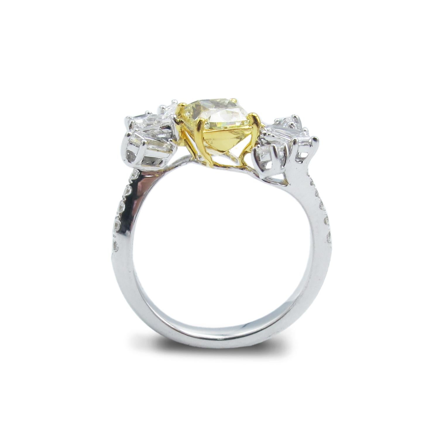 Emilio Jewelry 1.93 Carat Intense Yellow Diamond Cocktail Ring In New Condition For Sale In New York, NY