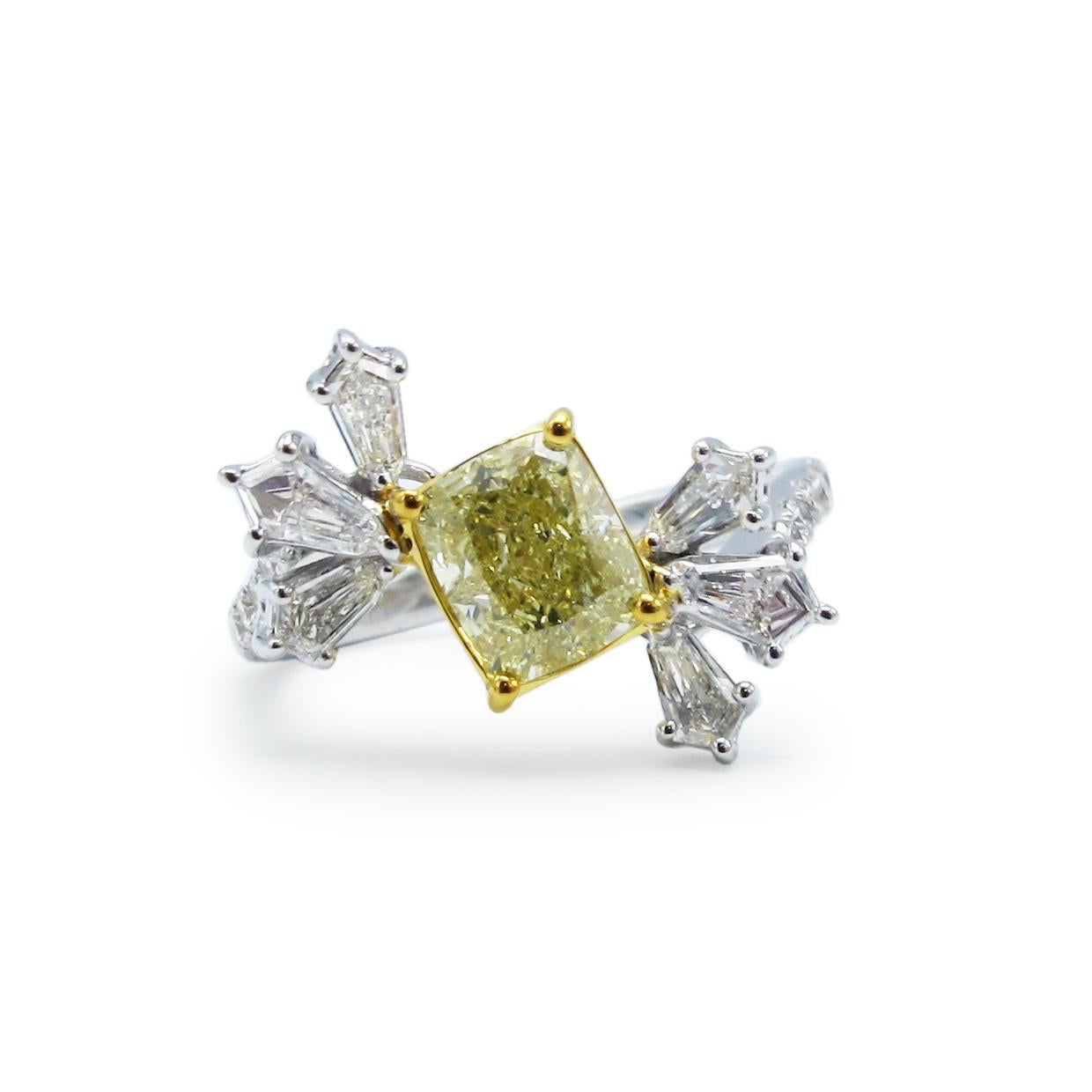 Women's or Men's Emilio Jewelry 1.93 Carat Intense Yellow Diamond Cocktail Ring For Sale