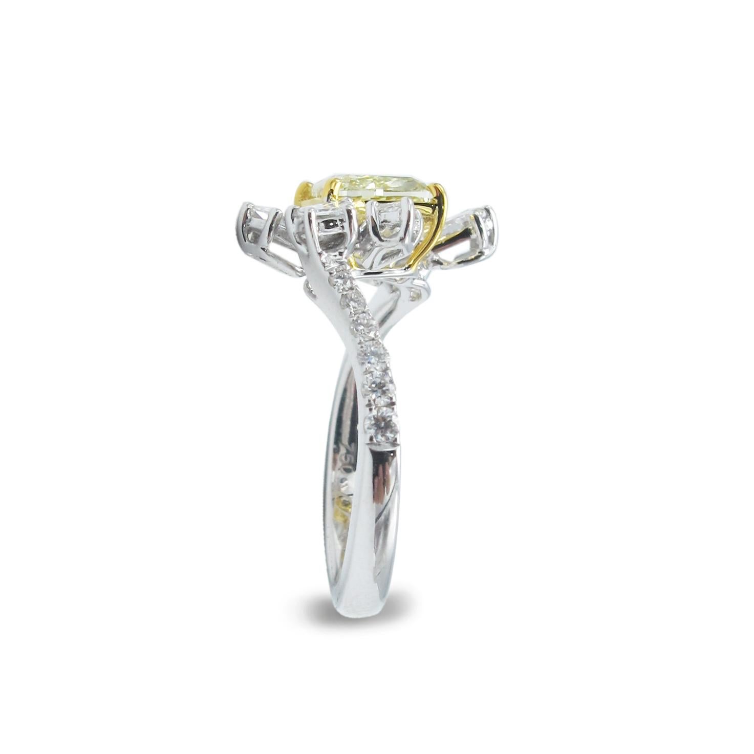 Emilio Jewelry 1.93 Carat Intense Yellow Diamond Cocktail Ring For Sale 1