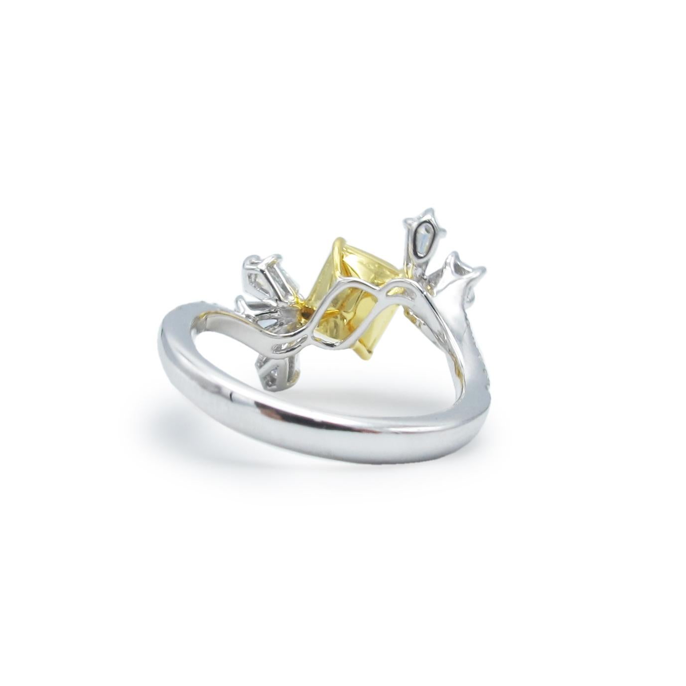 Emilio Jewelry 1.93 Carat Intense Yellow Diamond Cocktail Ring For Sale 2