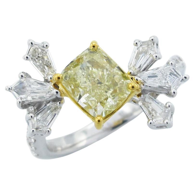 Emilio Jewelry 1.93 Carat Intense Yellow Diamond Cocktail Ring For Sale