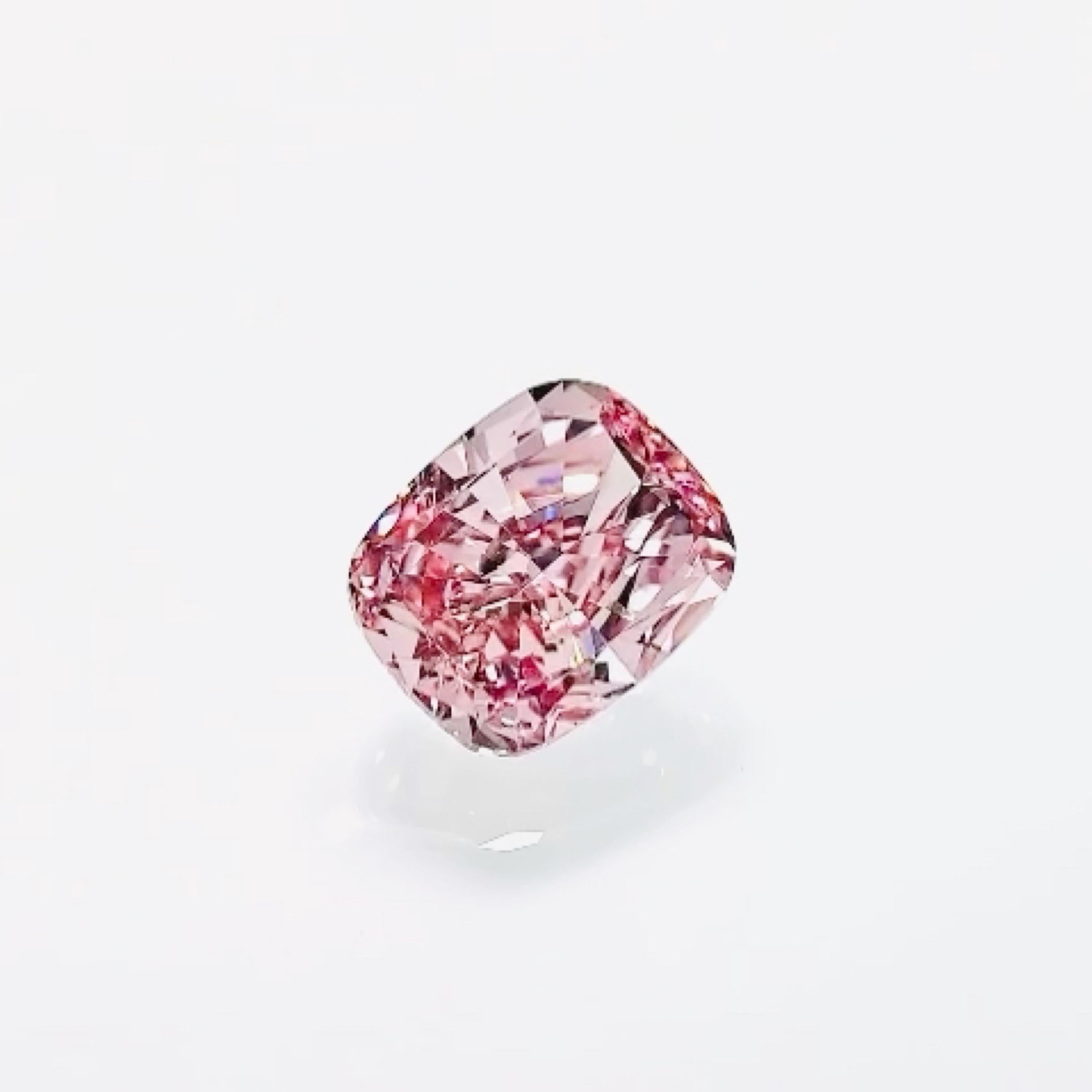 Cushion Cut Emilio Jewelry 2.00 Carat Fancy Intense Pink Diamond  For Sale