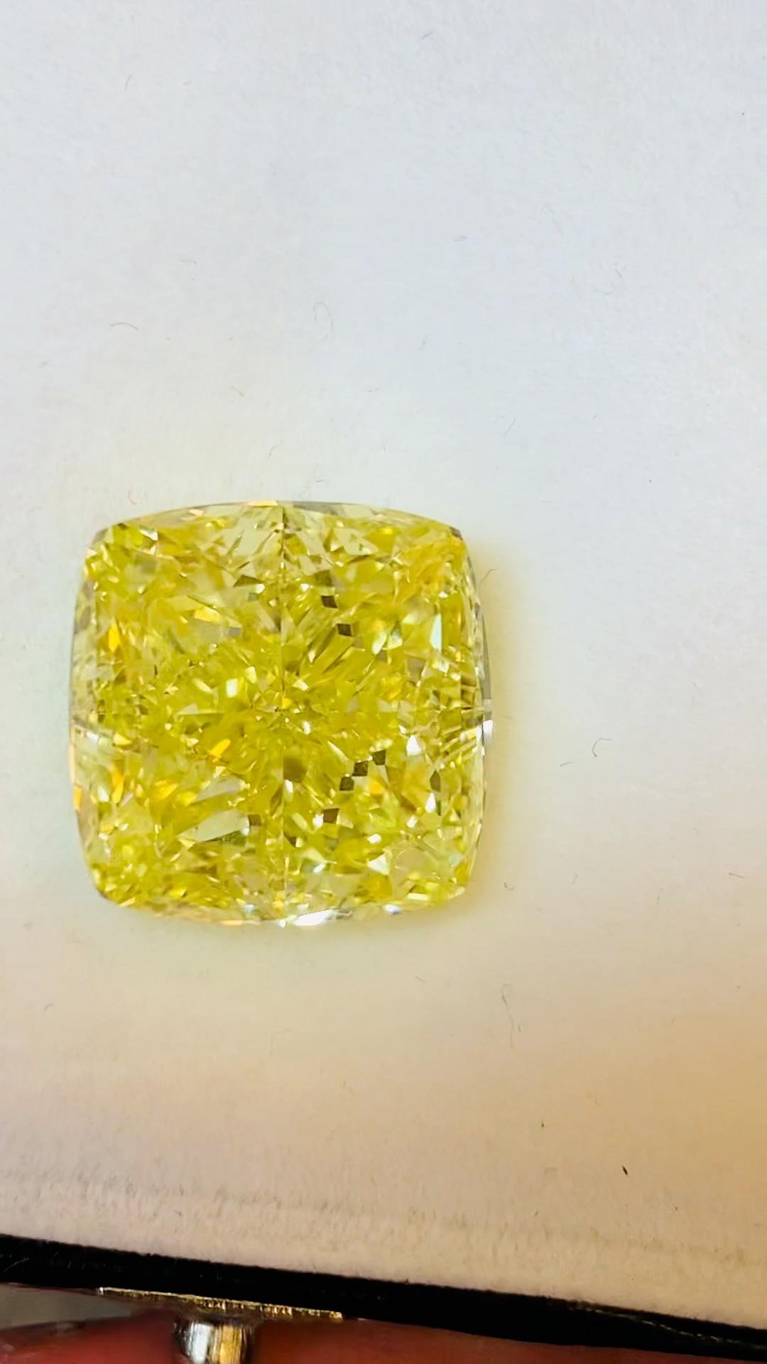 Emilio Jewelry 20.00 Carat Gia Certified Fancy Intense Yellow Diamond For Sale 1