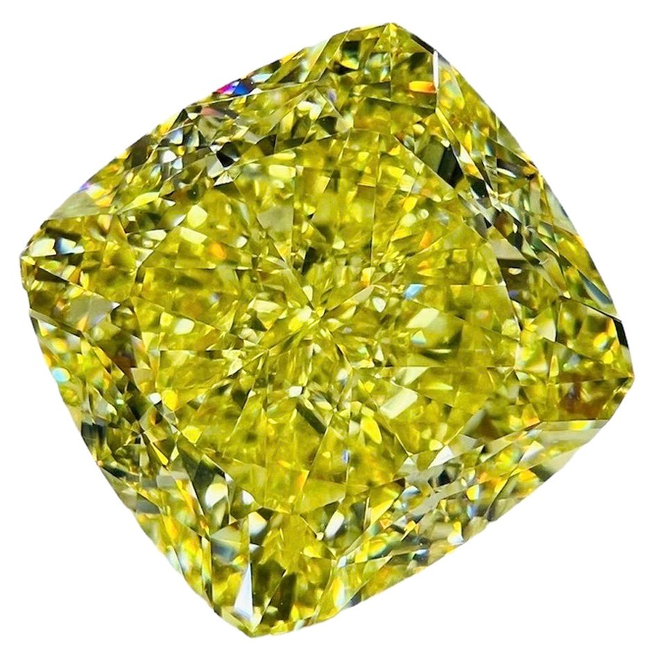 Emilio Jewelry 20.00 Carat Gia Certified Fancy Intense Yellow Diamond en vente