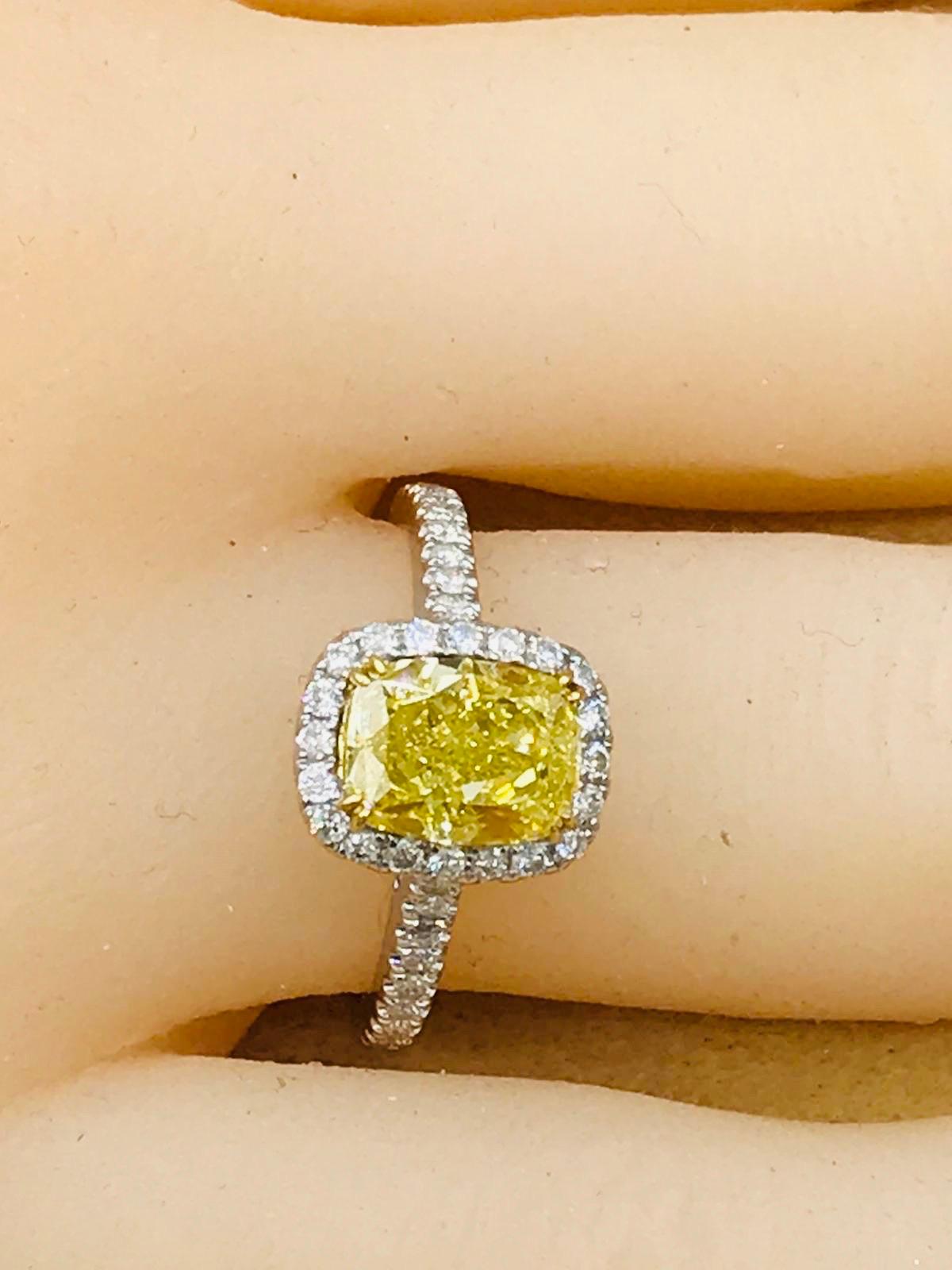 Emilio Jewelry 2.02 Carat GIA Certified Fancy Intense Yellow Diamond Ring 6