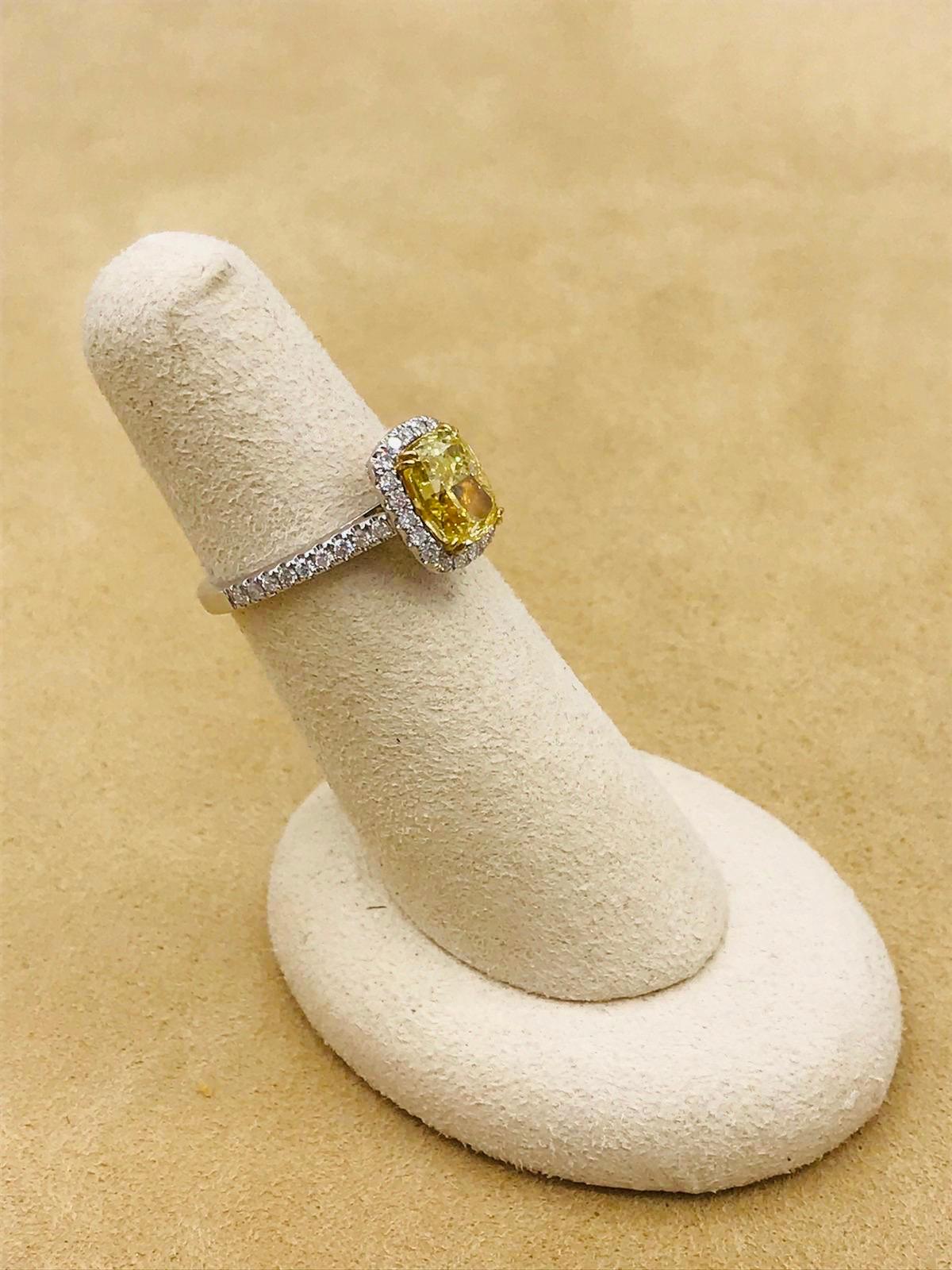 Emilio Jewelry 2.02 Carat GIA Certified Fancy Intense Yellow Diamond Ring 4