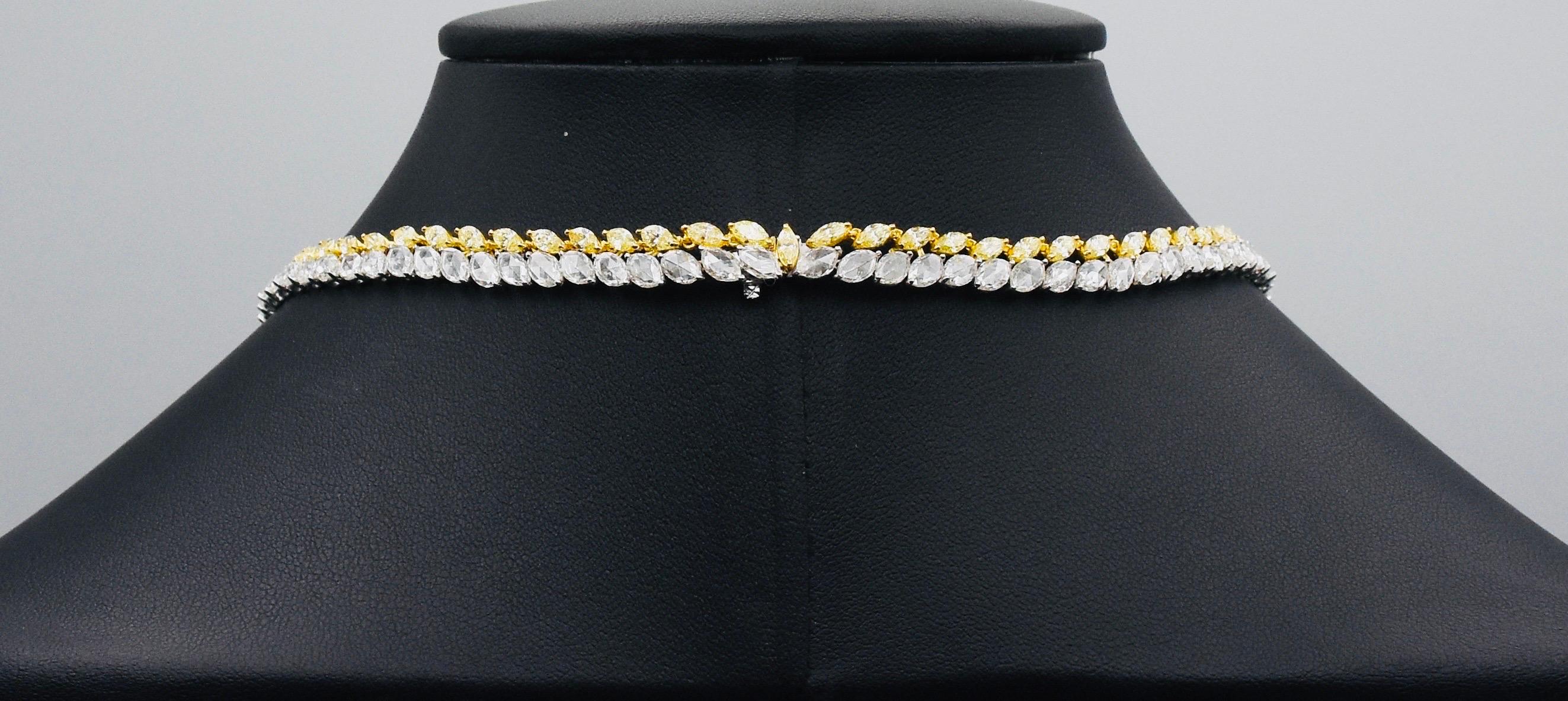 Emilio Jewelry 20,73 Karat Ausgefallene gelbe Diamant-Halskette (Marquiseschliff) im Angebot