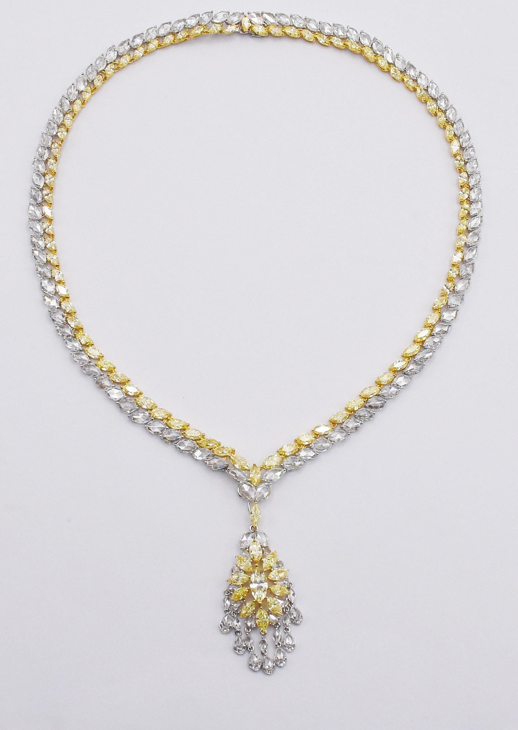 Emilio Jewelry 20.73 Carat Fancy Yellow Diamond Necklace In New Condition For Sale In New York, NY