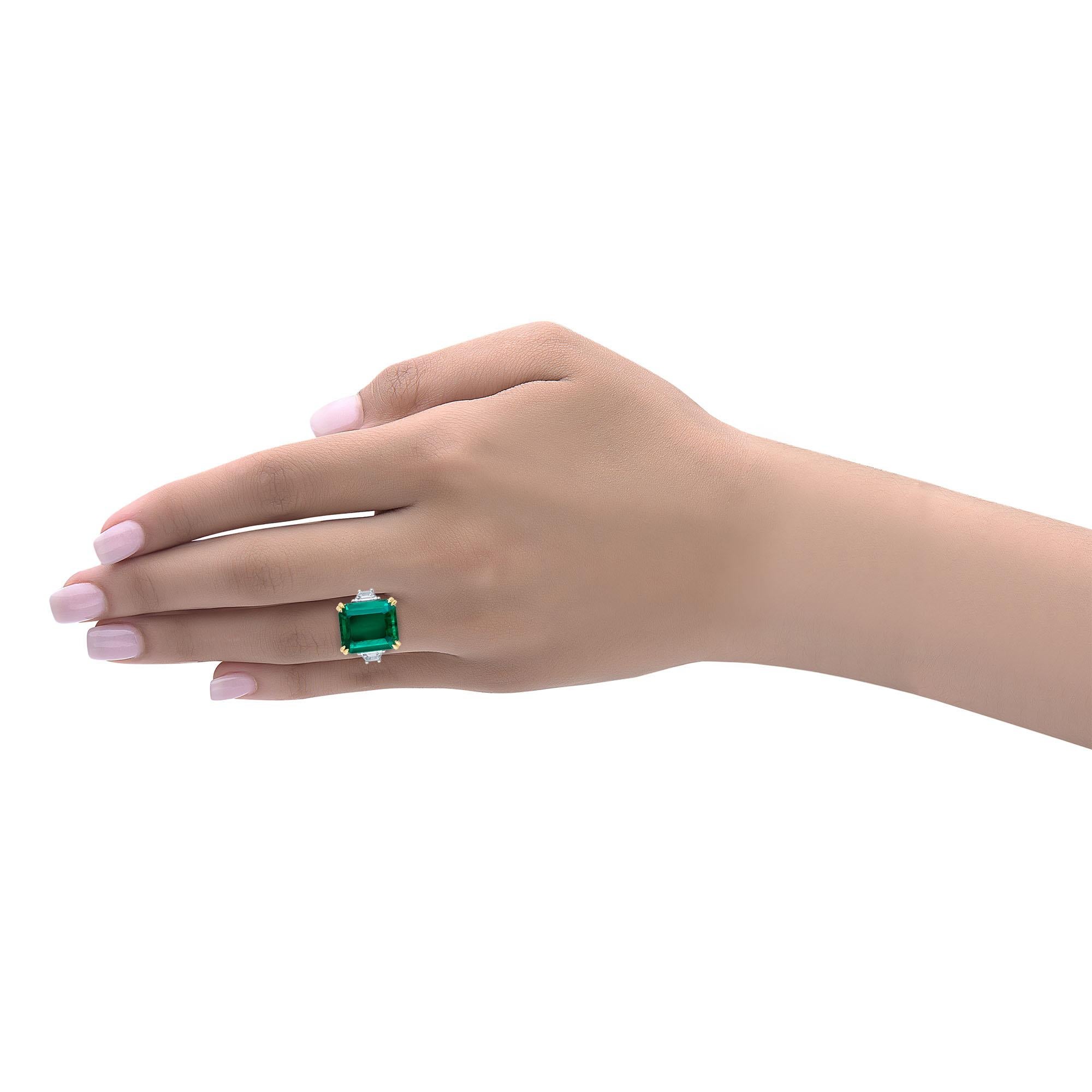 Women's Emilio Jewelry 22.47 Carat Certified Columbian Emerald Diamond Platinum Ring
