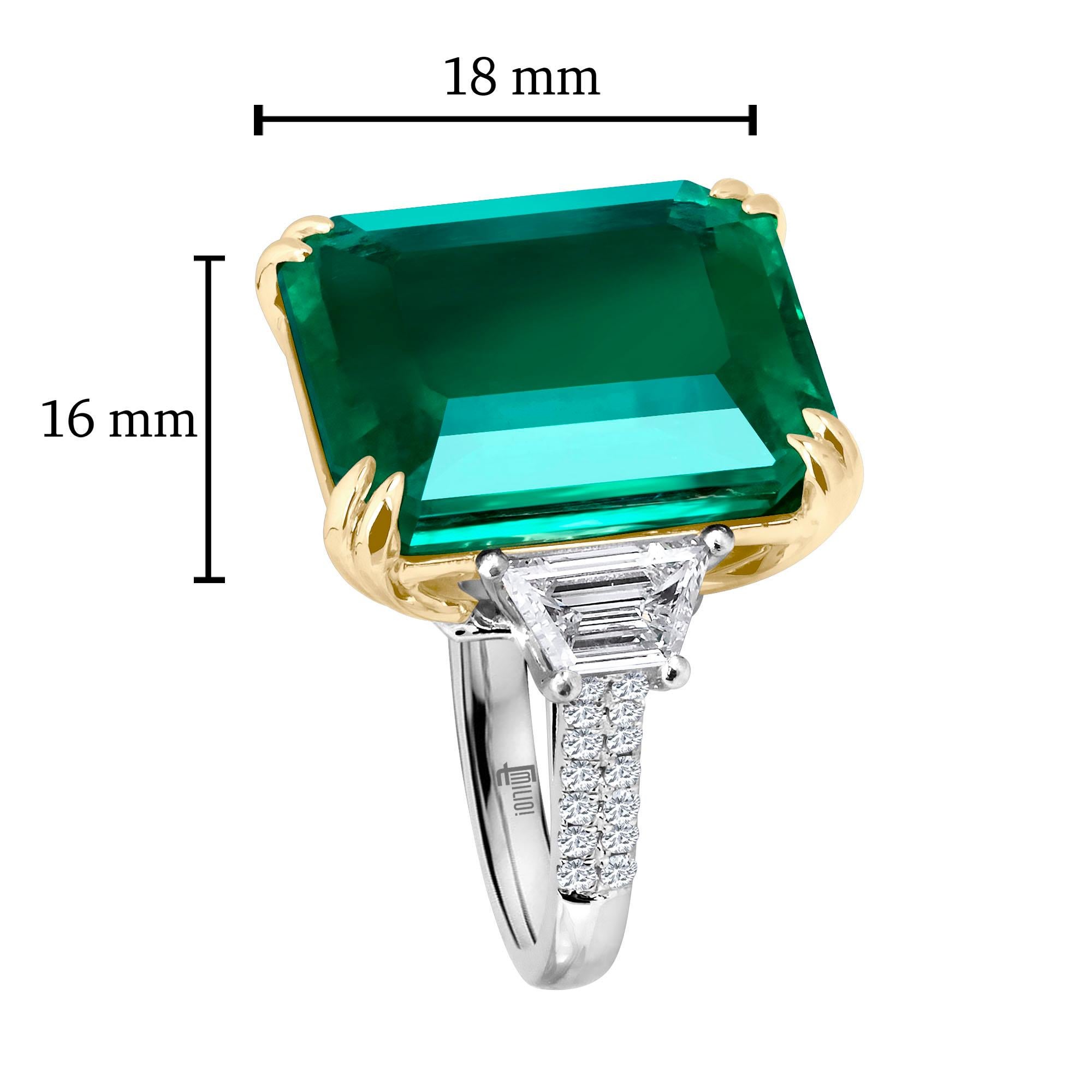 Emilio Jewelry 22.47 Carat Certified Columbian Emerald Diamond Platinum Ring 2