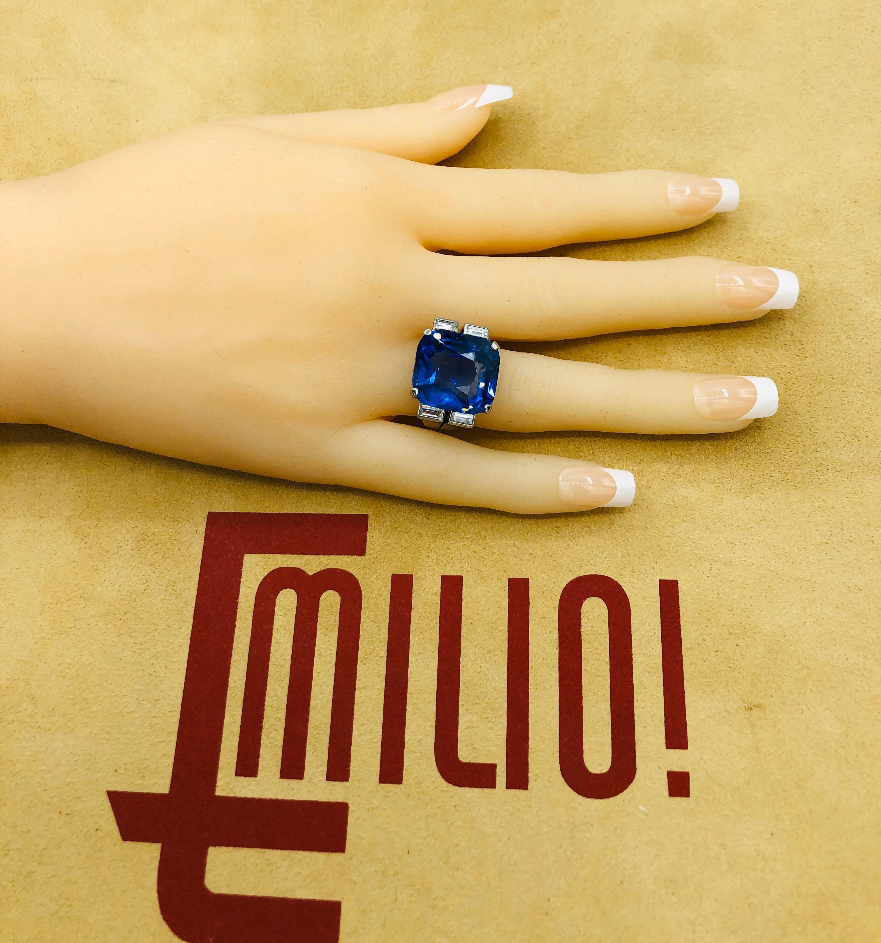 Emilio Jewelry 22.75 Carat No Heat Sapphire Diamond Ring In New Condition In New York, NY