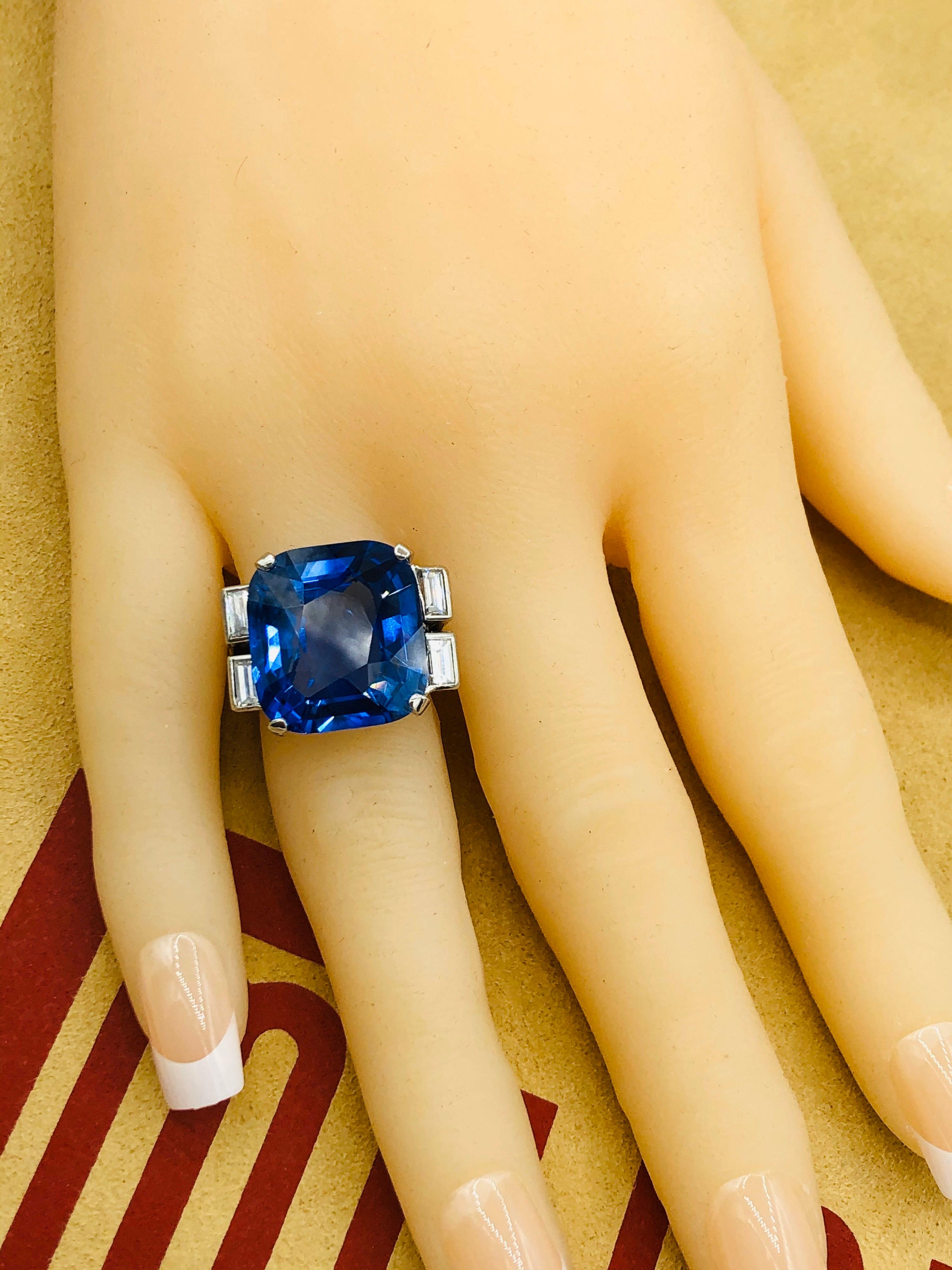 Women's or Men's Emilio Jewelry 22.75 Carat No Heat Sapphire Diamond Ring