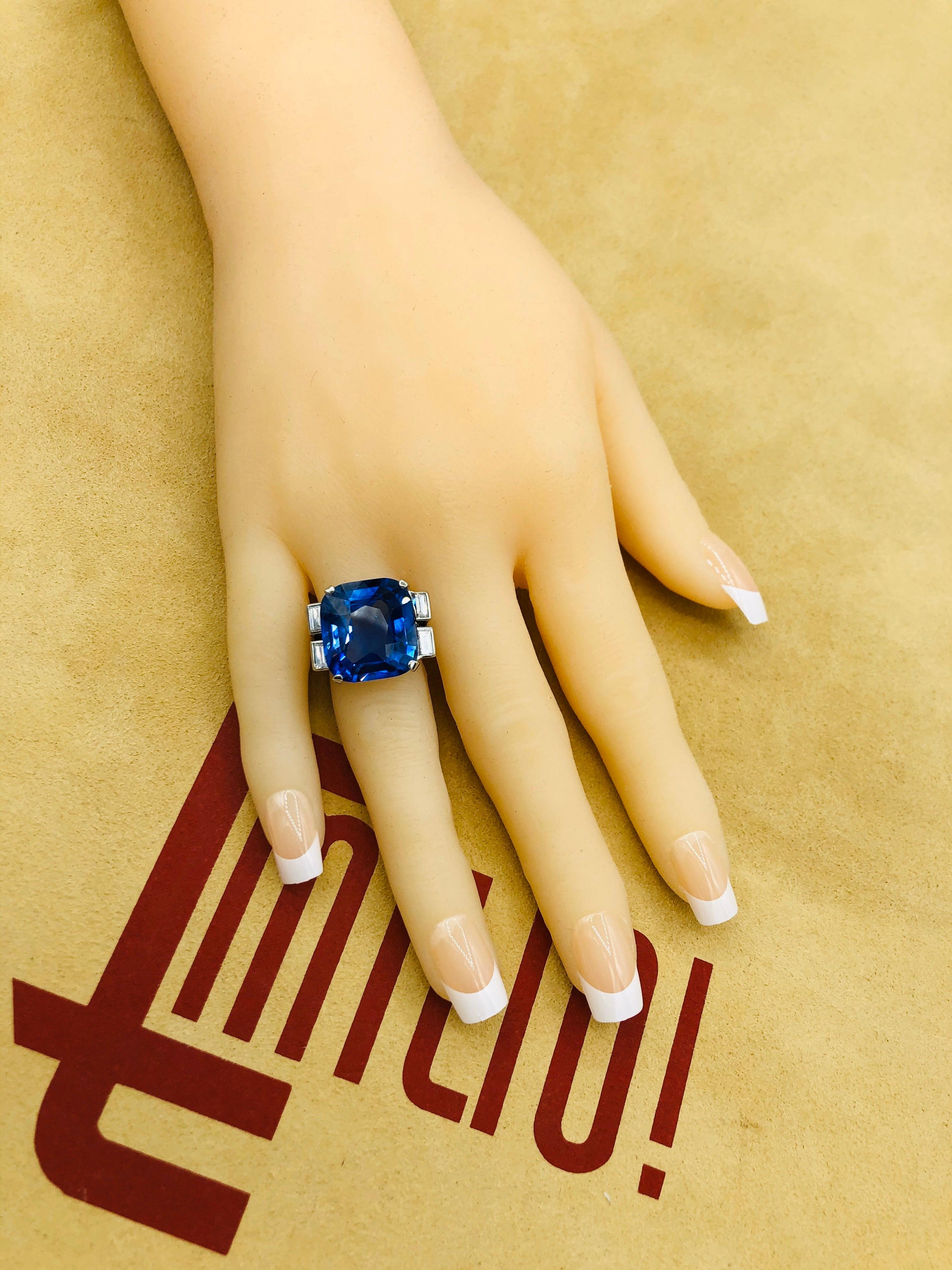 Emilio Jewelry 22.75 Carat No Heat Sapphire Diamond Ring 1