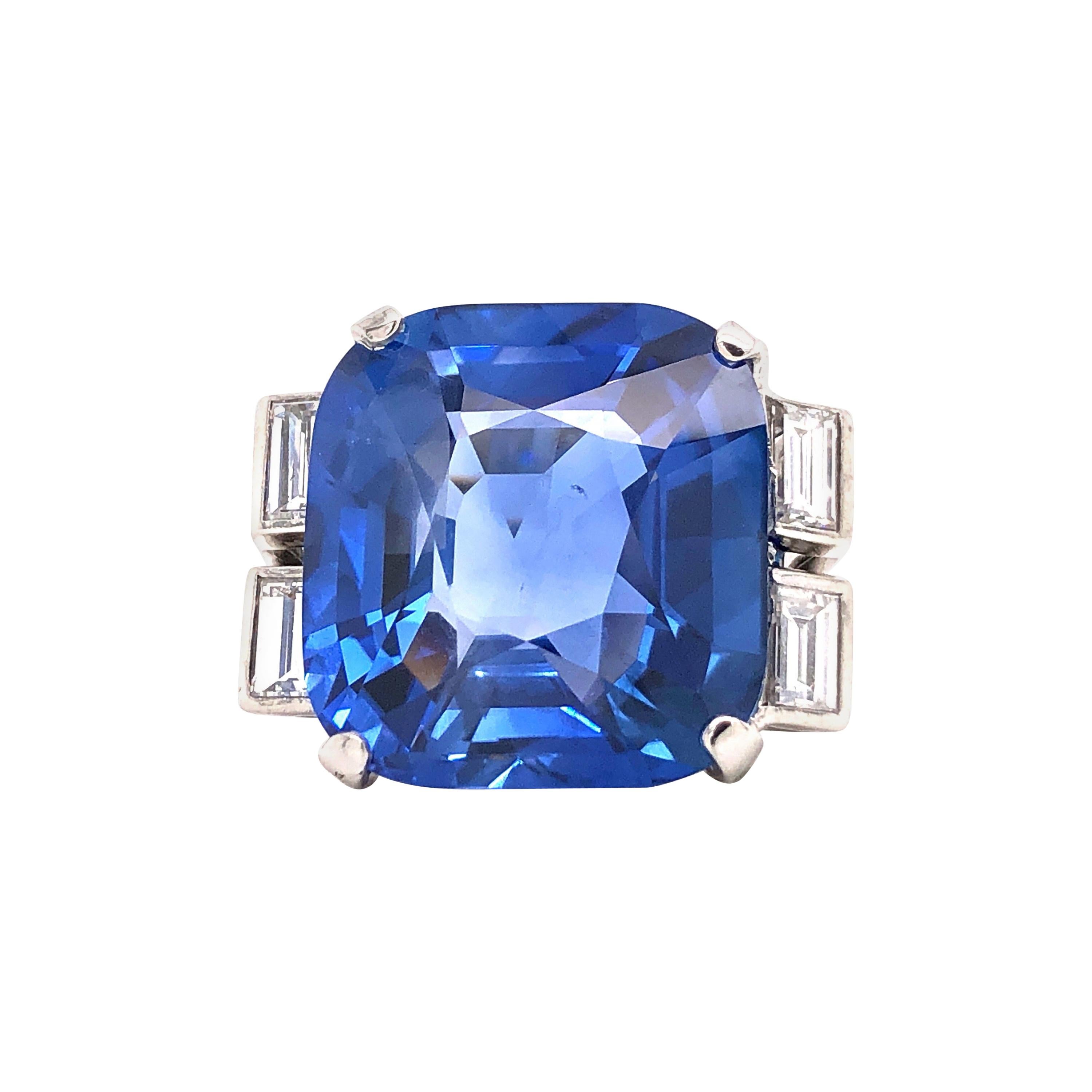 Emilio Jewelry 22.75 Carat No Heat Sapphire Diamond Ring