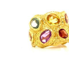 Emilio Jewelry 22K Gold Hand Made Ancient Cut Sapphire Ring