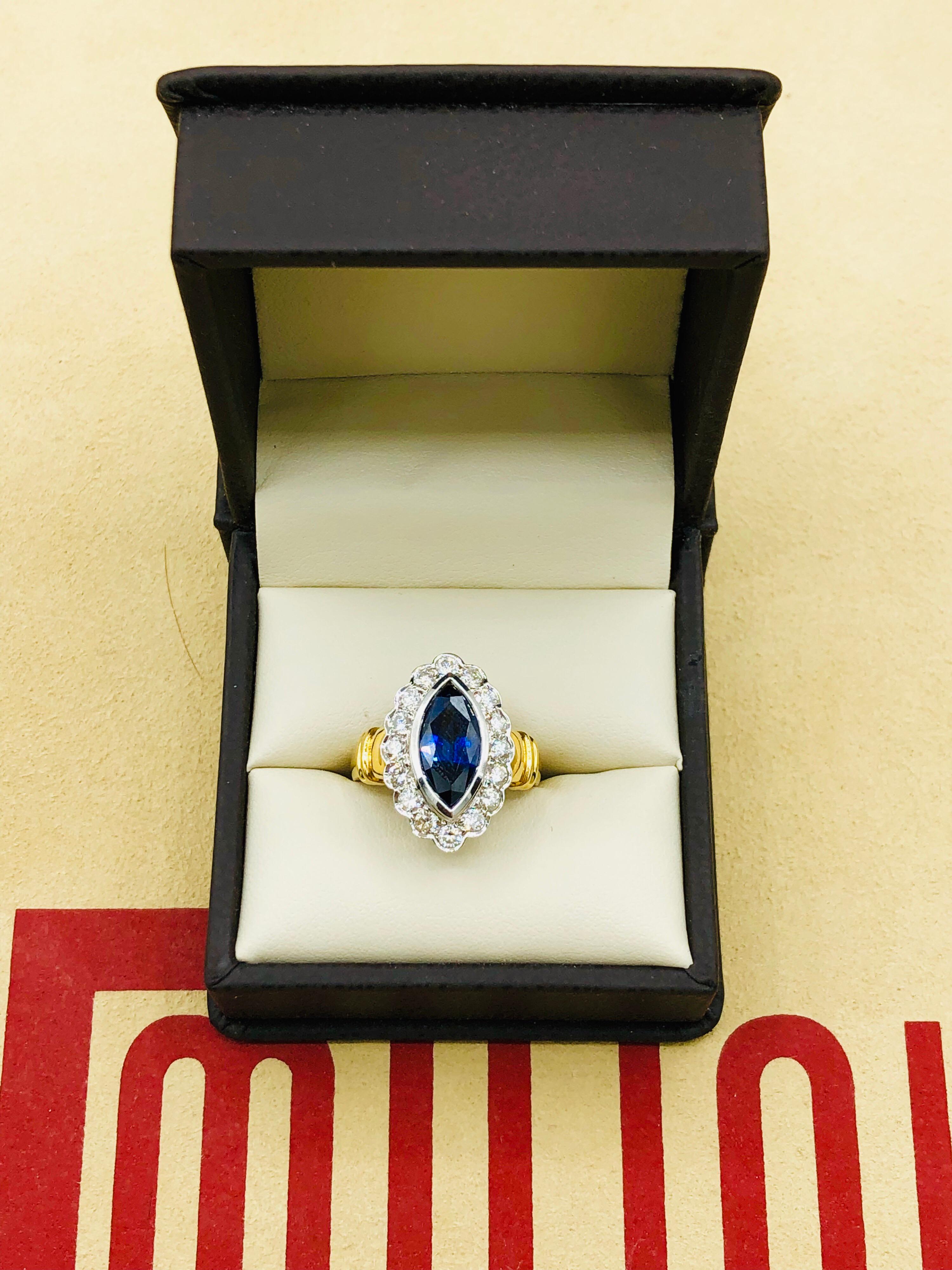 Emilio Jewelry 2.33 Carat Marquise Sapphire Diamond Ring 6