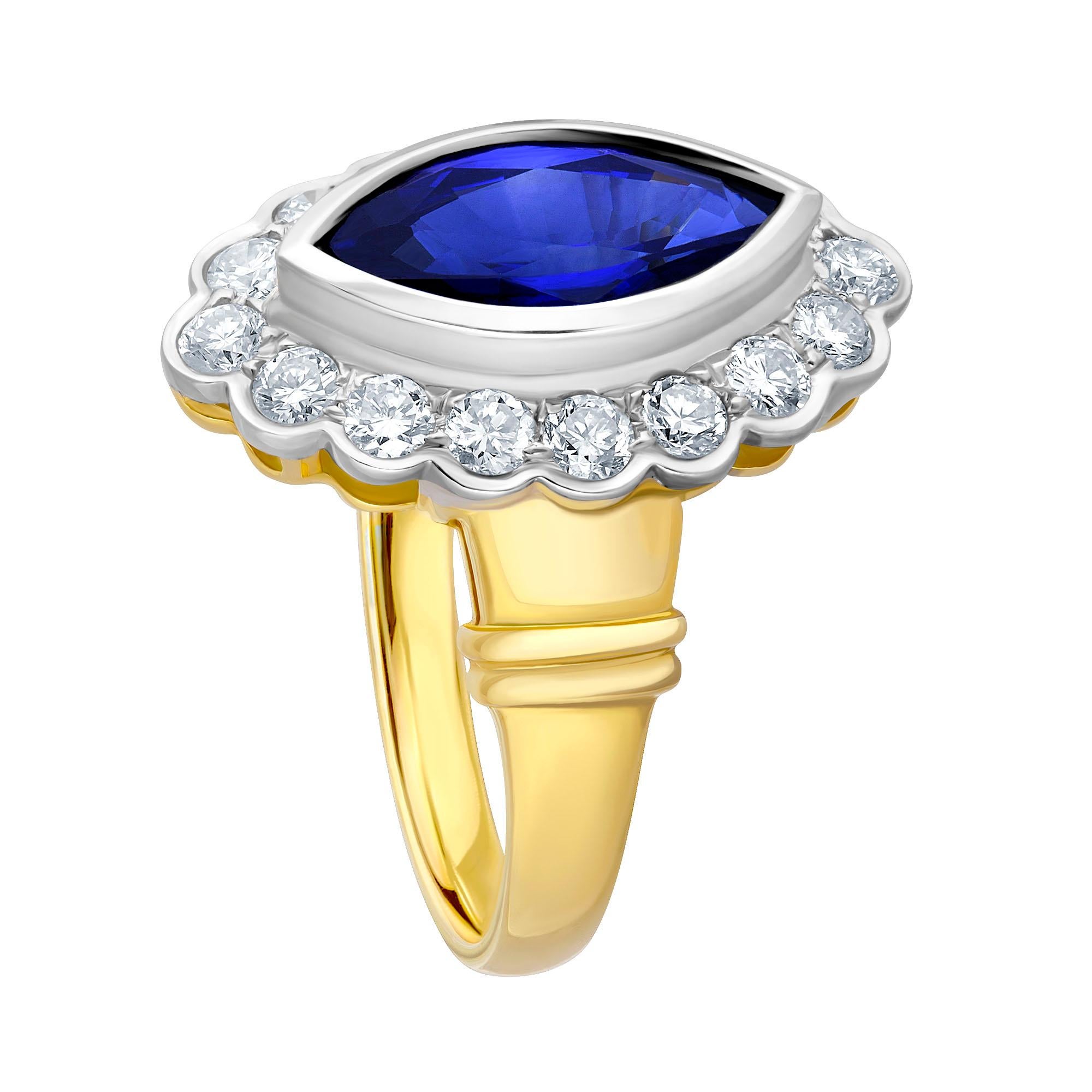 Emilio Jewelry 2.33 Carat Marquise Sapphire Diamond Ring In New Condition In New York, NY