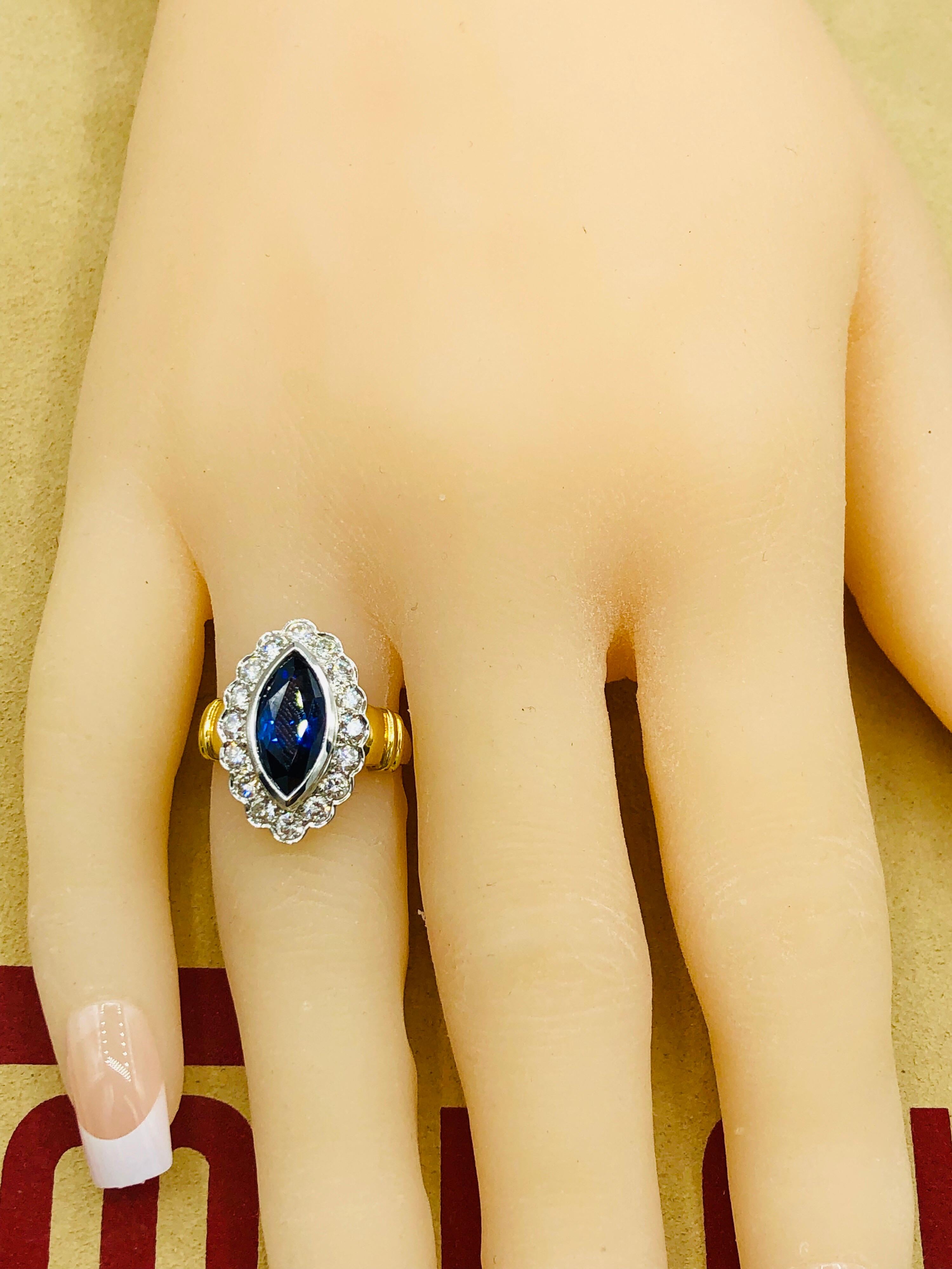 Emilio Jewelry 2.33 Carat Marquise Sapphire Diamond Ring 2