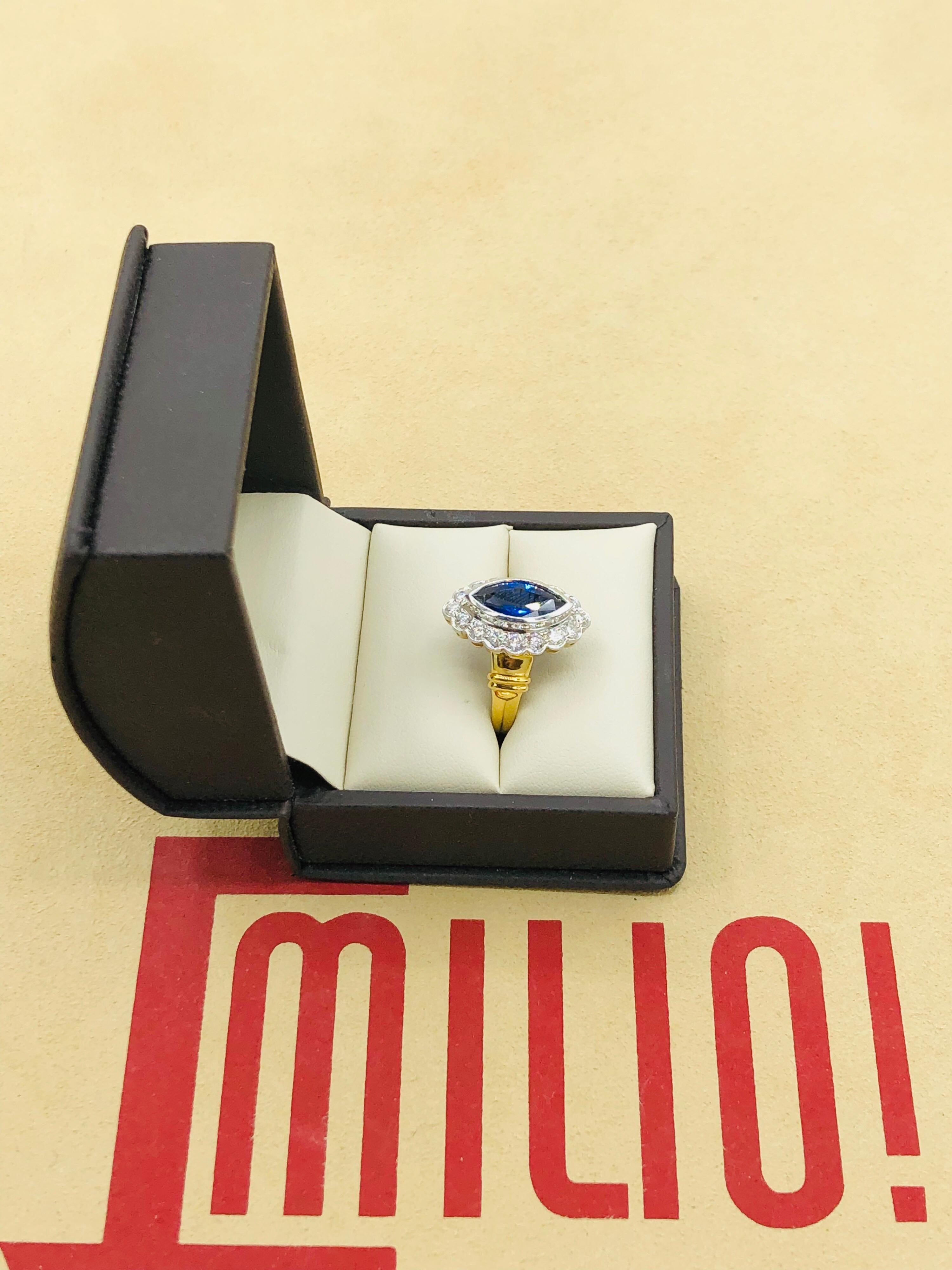 Emilio Jewelry 2.33 Carat Marquise Sapphire Diamond Ring 4