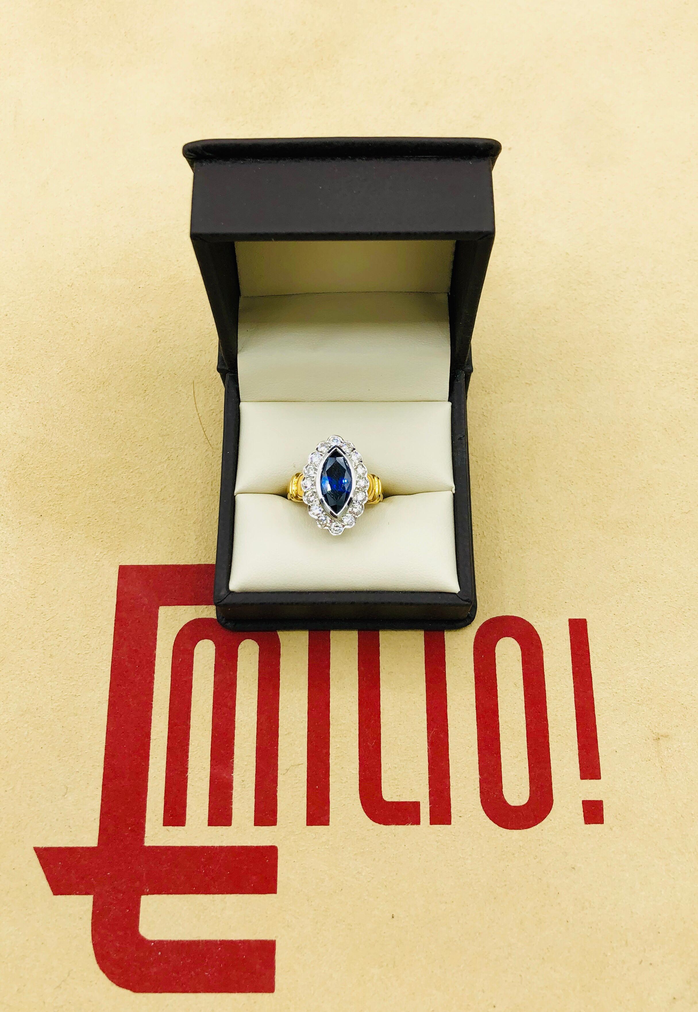 Emilio Jewelry 2.33 Carat Marquise Sapphire Diamond Ring 5