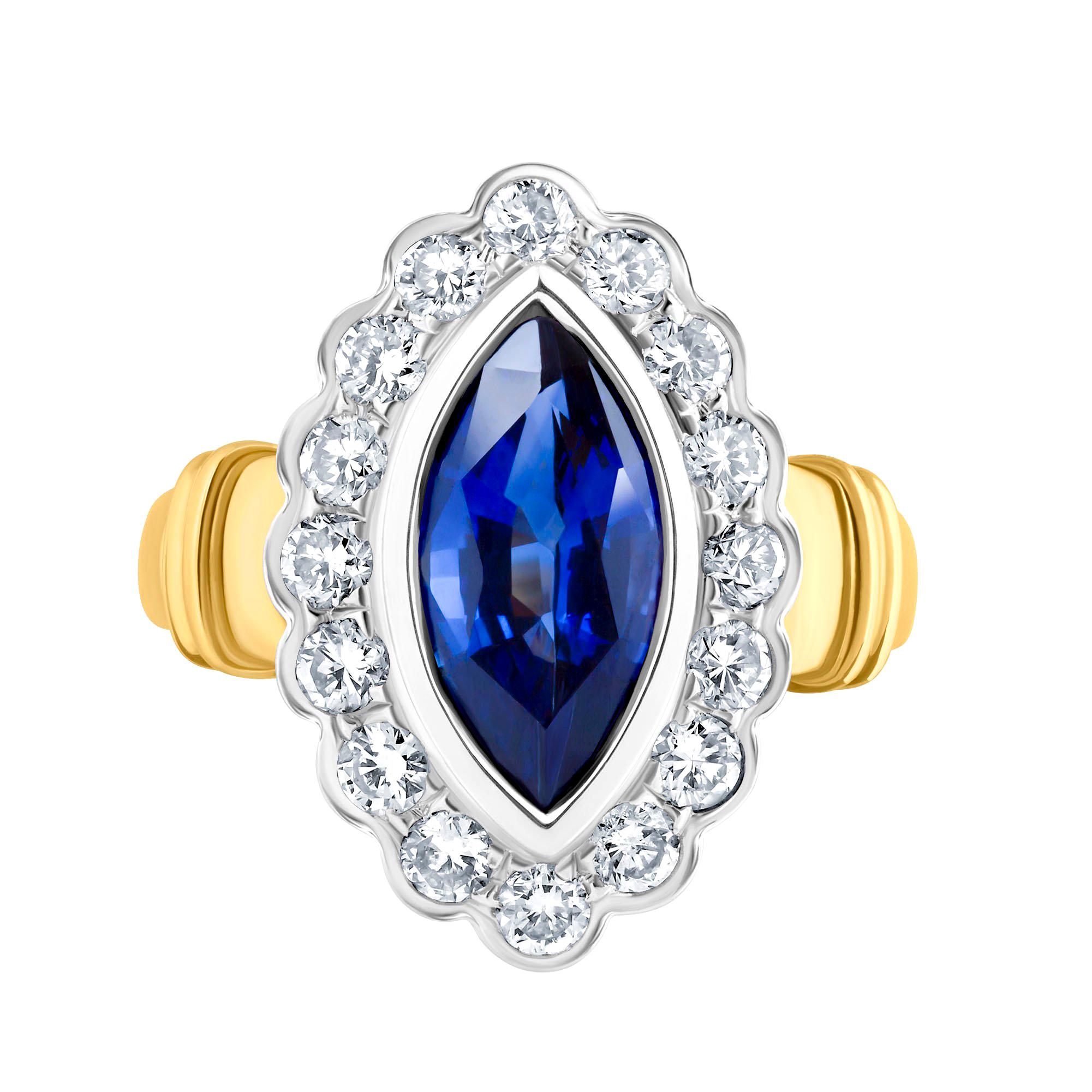 Emilio Jewelry 2.33 Carat Marquise Sapphire Diamond Ring