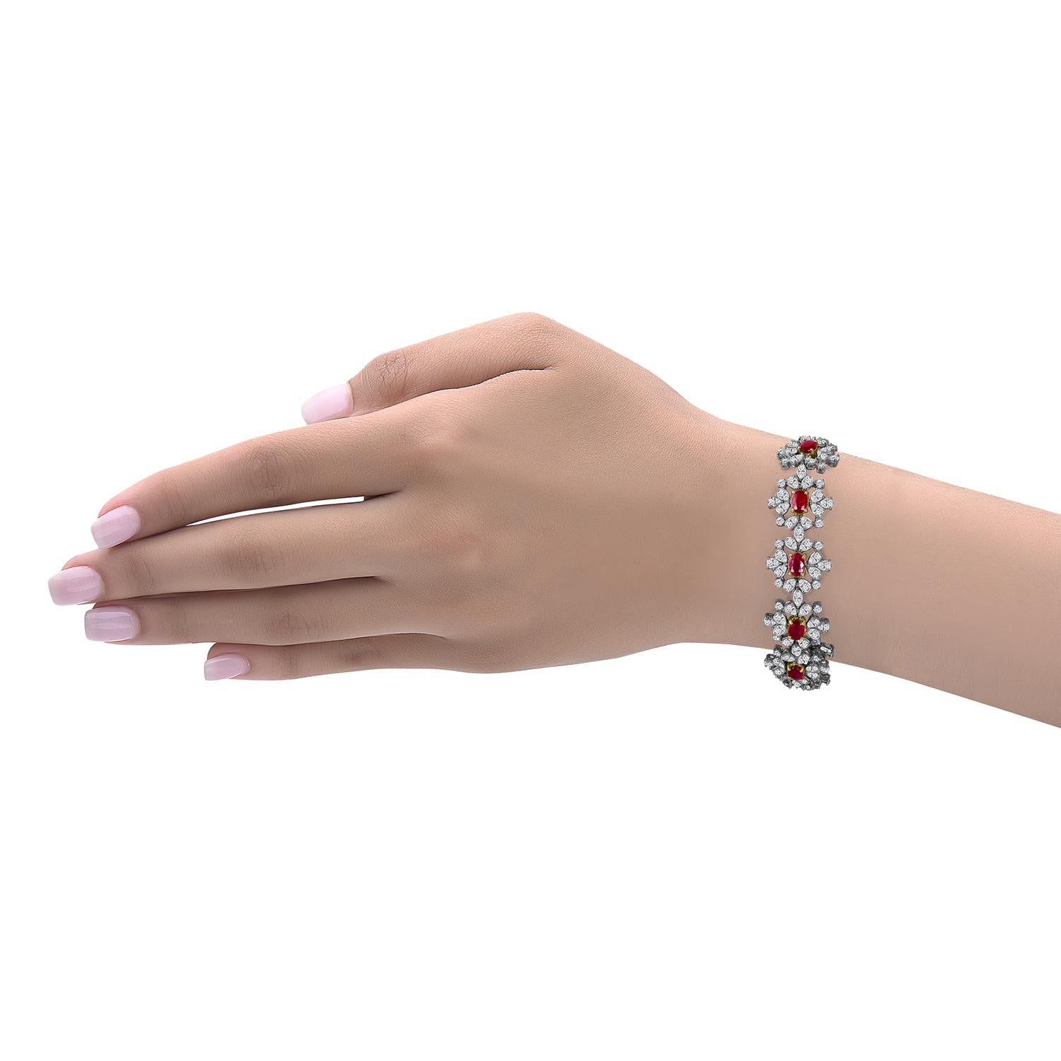 Women's Emilio Jewelry 23.43 Carat Ruby Diamond Bracelet