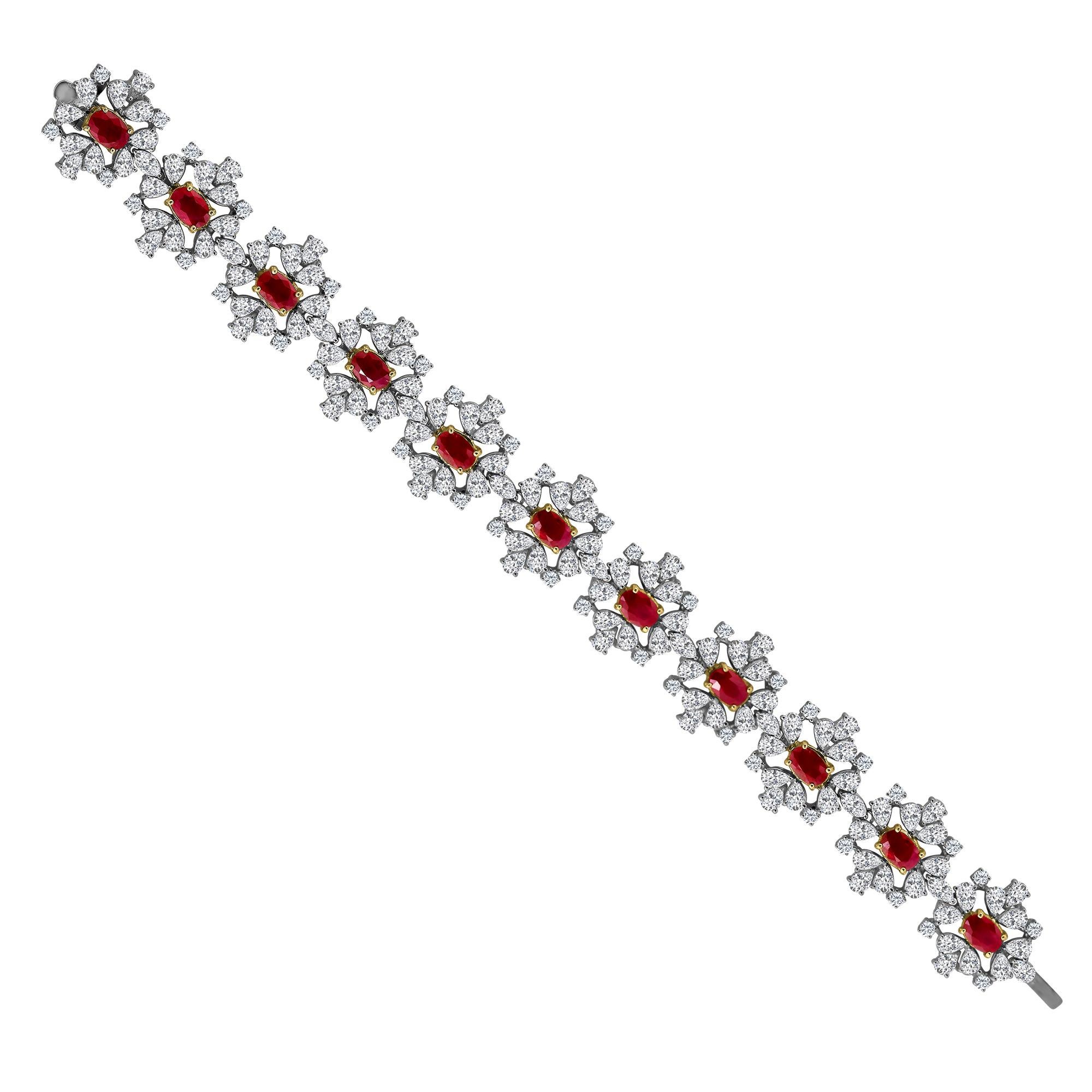 Emilio Jewelry 23.43 Carat Ruby Diamond Bracelet