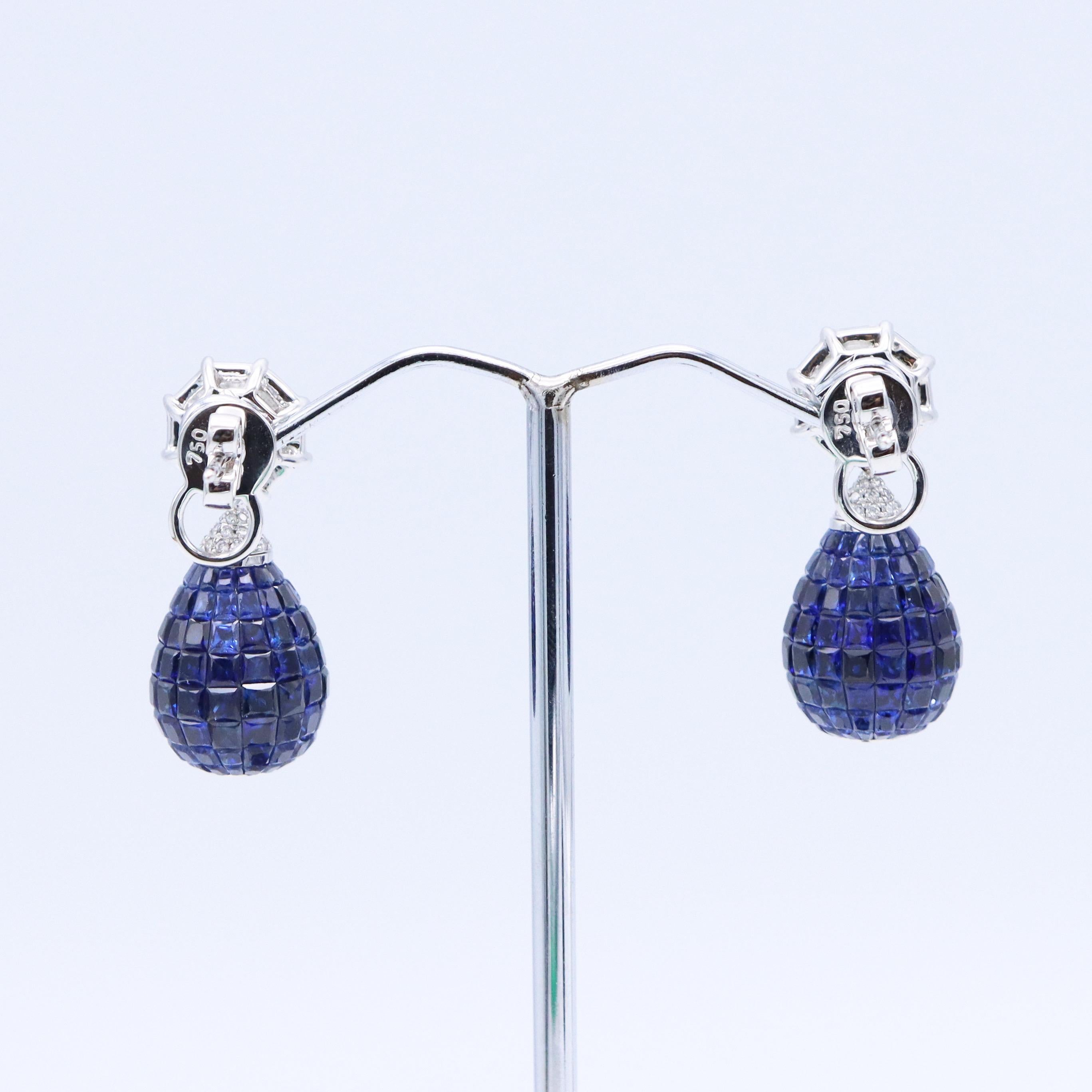 From the vault at Emilio Jewelry located on New York's iconic Fifth Avenue,
Featuring an array of fancy cut diamonds and cornflower blue high quality princess cut sapphires set into an astonishing design that can be dressed up, or worn casually