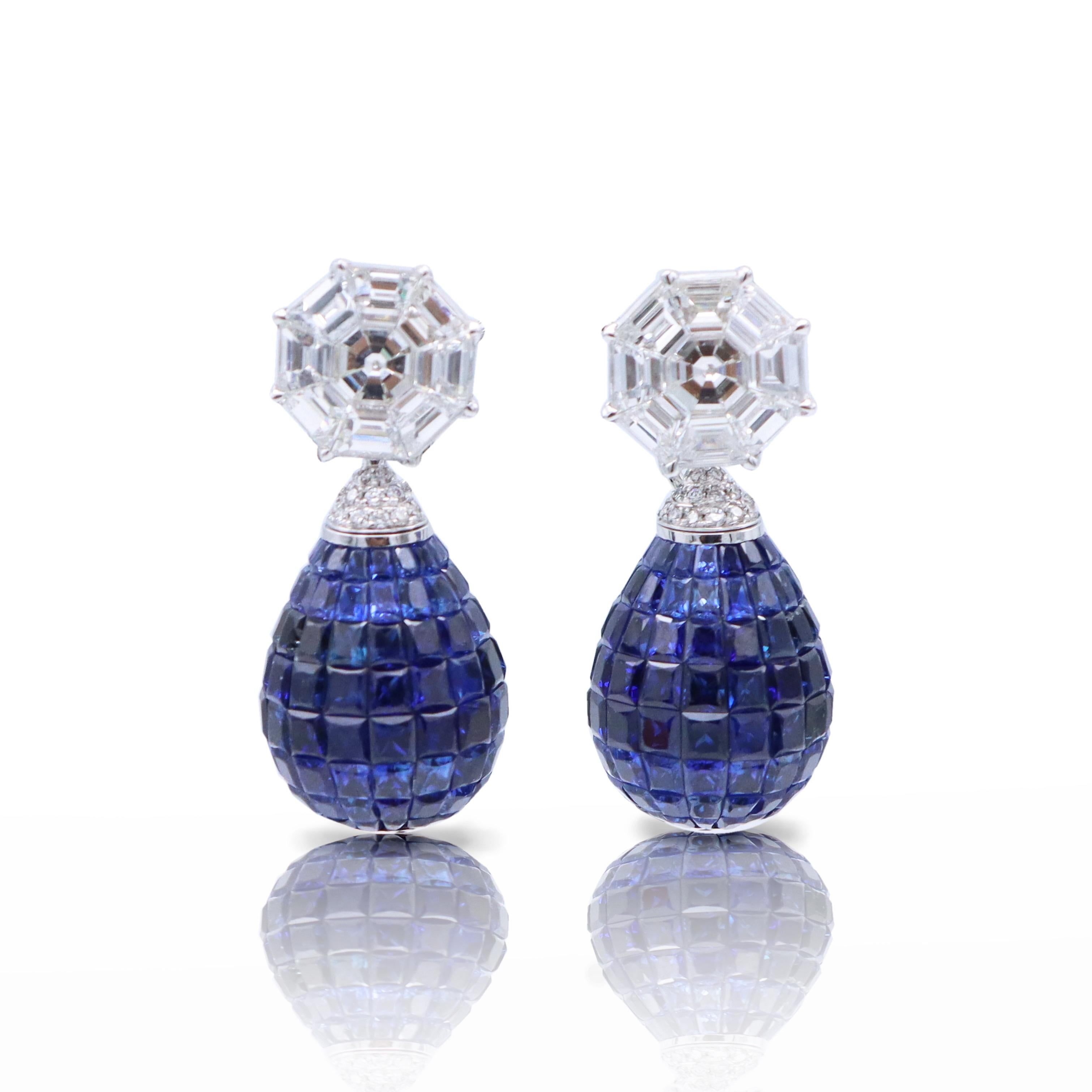 Emilio Jewelry 23.97 Carat Sapphire Diamond Earrings In New Condition For Sale In New York, NY