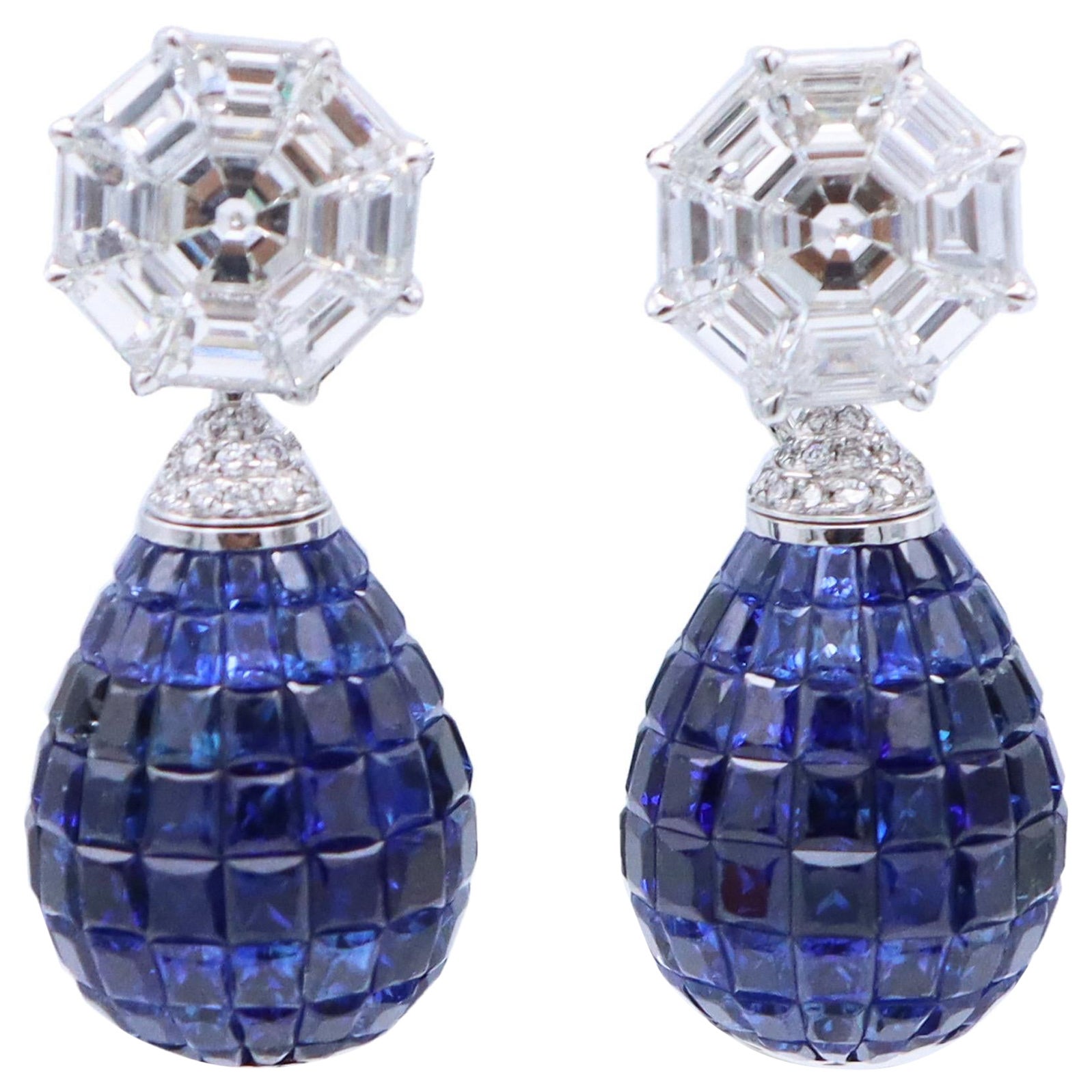 Emilio Jewelry Boucles d'oreilles en saphir 23,97 carats et diamants en vente