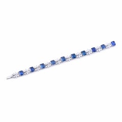 Emilio Jewelry 24.00 Carat Emerald Cut Sapphire Diamond Bracelet