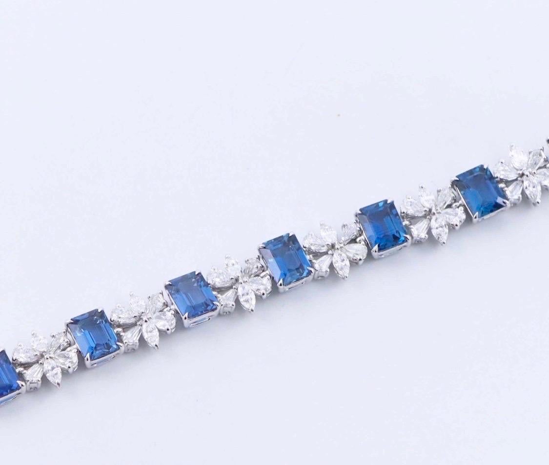 Emilio Jewelry 24,00 Karat Smaragdschliff Saphir-Diamant-Armband  im Zustand „Neu“ im Angebot in New York, NY