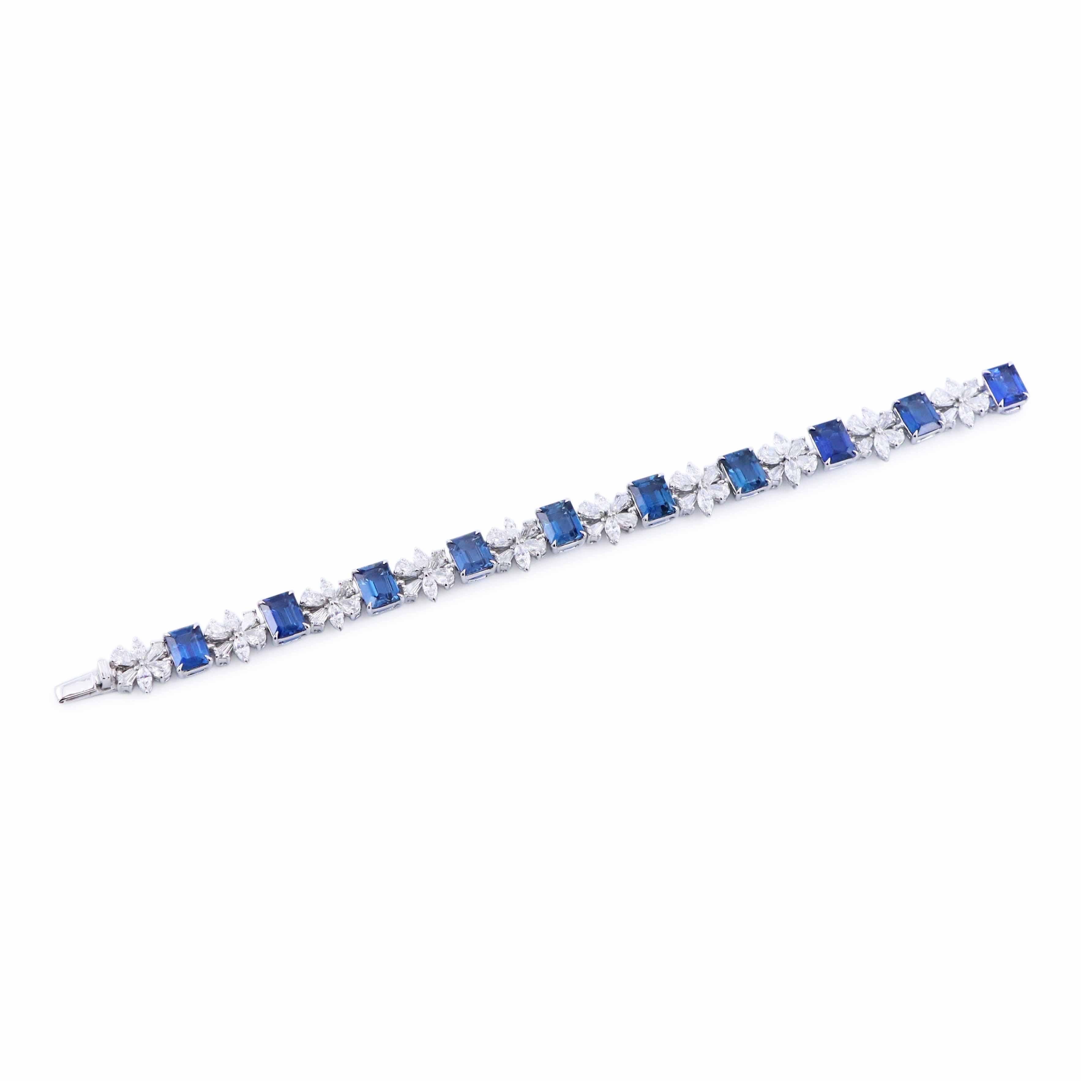 Emilio Jewelry 24,00 Karat Smaragdschliff Saphir-Diamant-Armband  für Damen oder Herren im Angebot