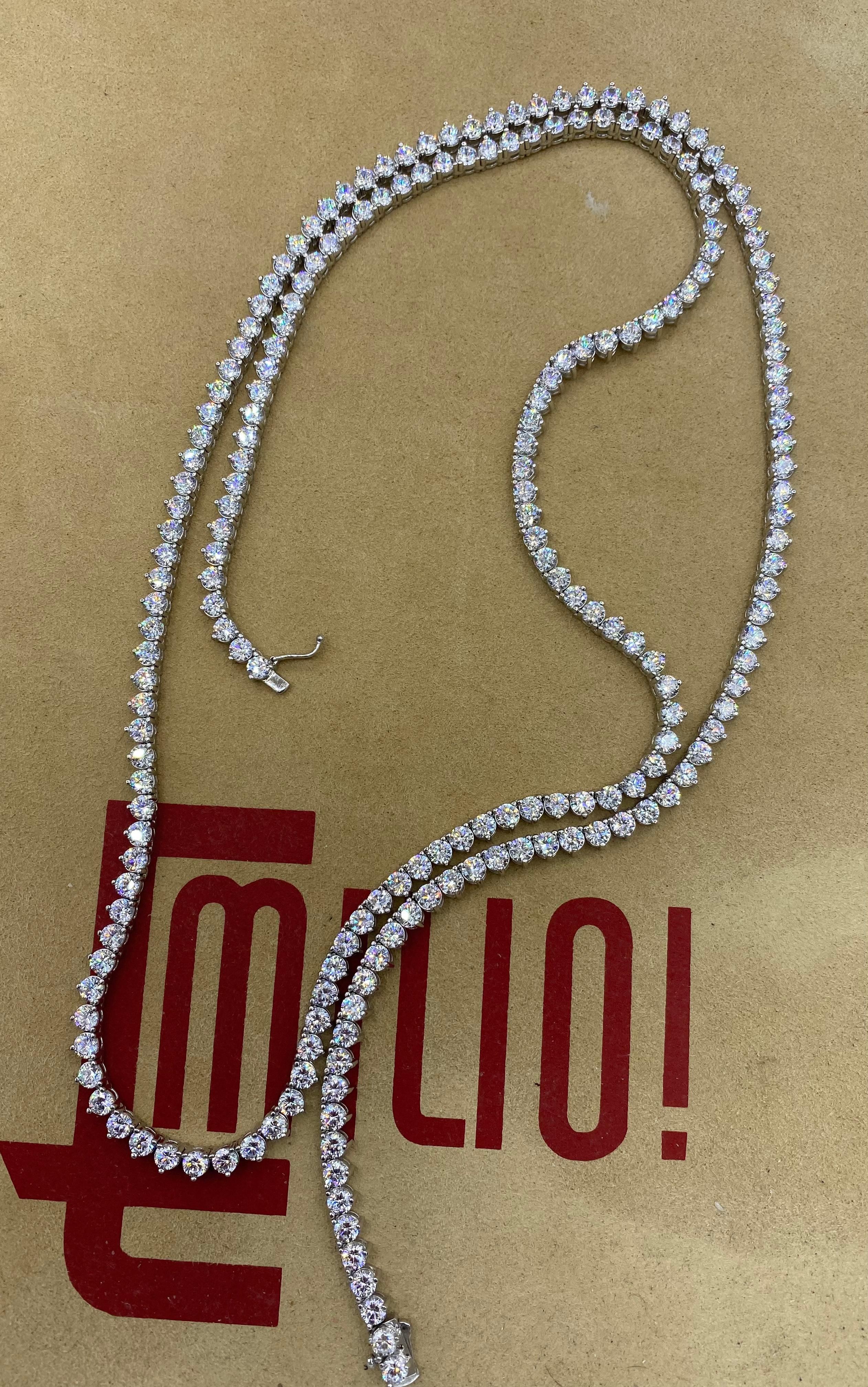 From the vault at Emilio Jewelry, located on New York's iconic Fifth Avenue,
Hand made in the Emilio Atelier a stunning necklace set in 3 prongs Natural White Round Diamonds Set In a 3 Prong Emilio! Setting. This stunning classic opera necklace can