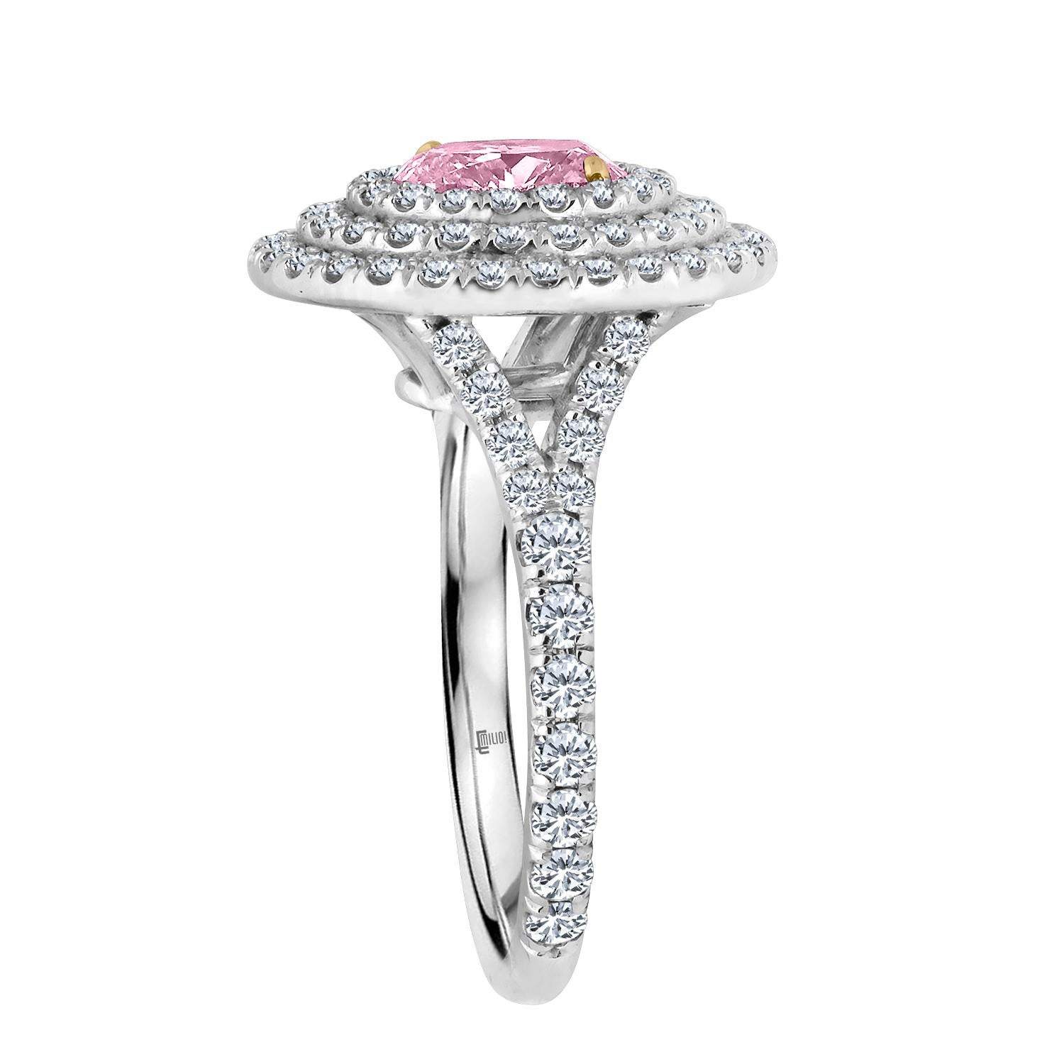 Women's Emilio Jewelry 2.50 Carat GIA Certified Fancy Pink Diamond Ring