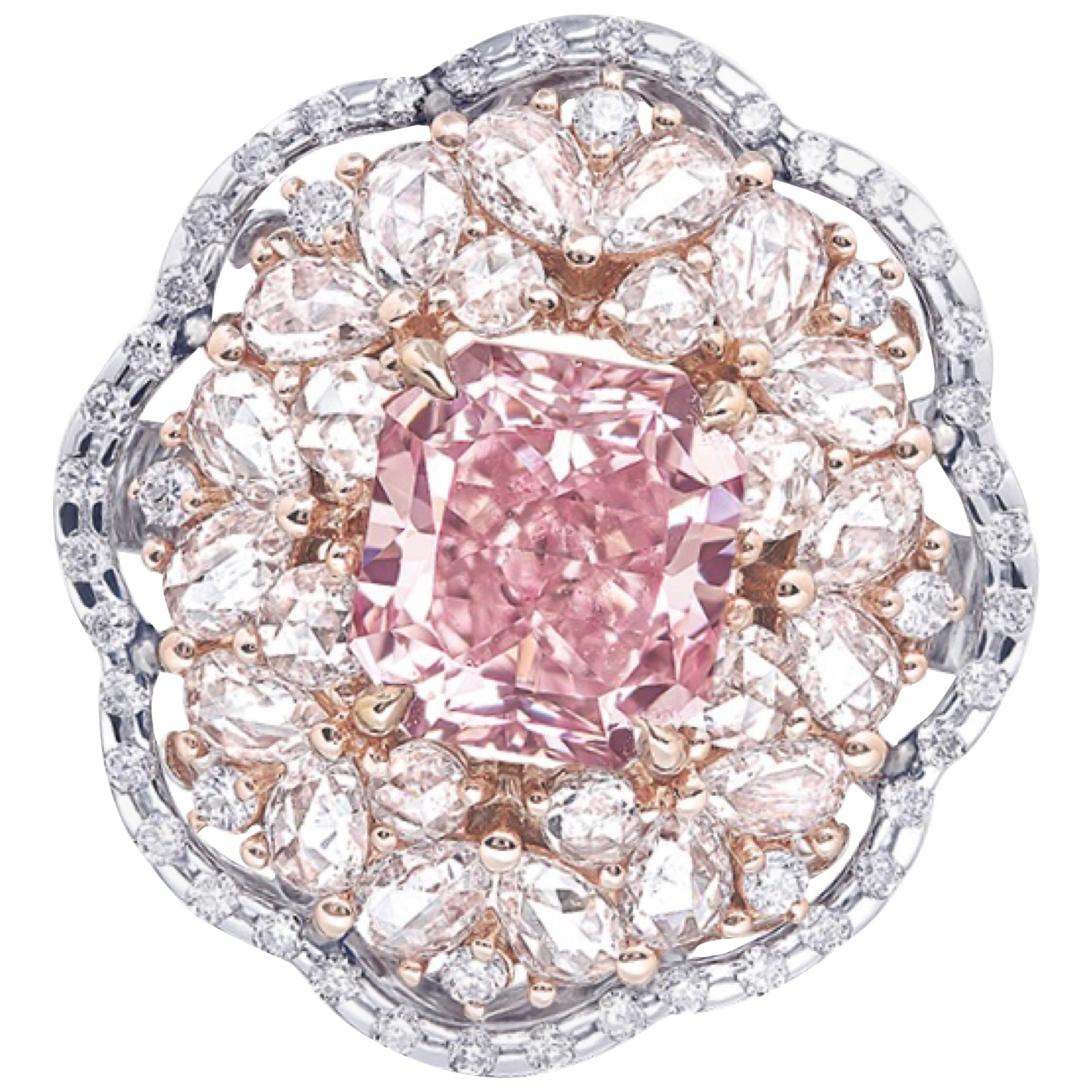 Emilio Jewelry 2,50 Karat GIA zertifizierter lupenreiner rosa Diamantring