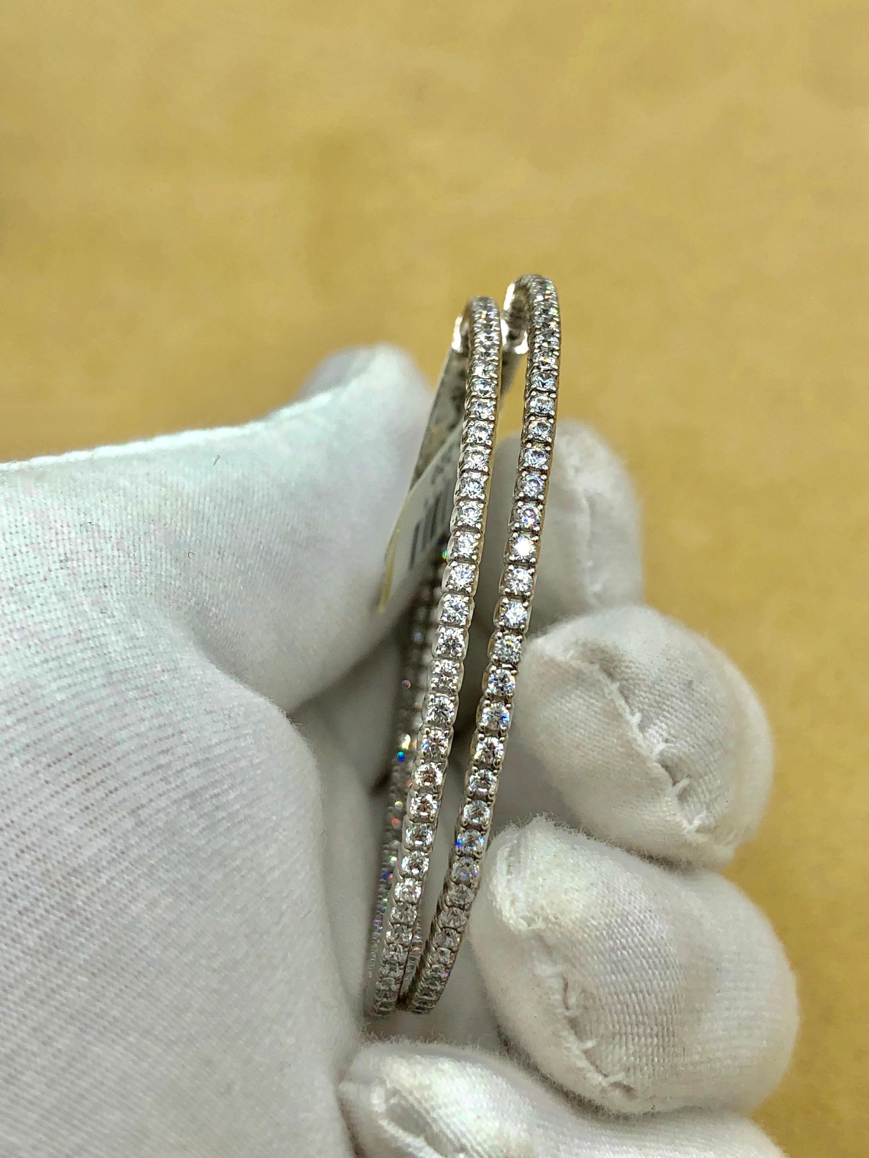 Emilio Jewelry 2.50 Inch Diameter 3.40 Carat Diamond Hoops 3