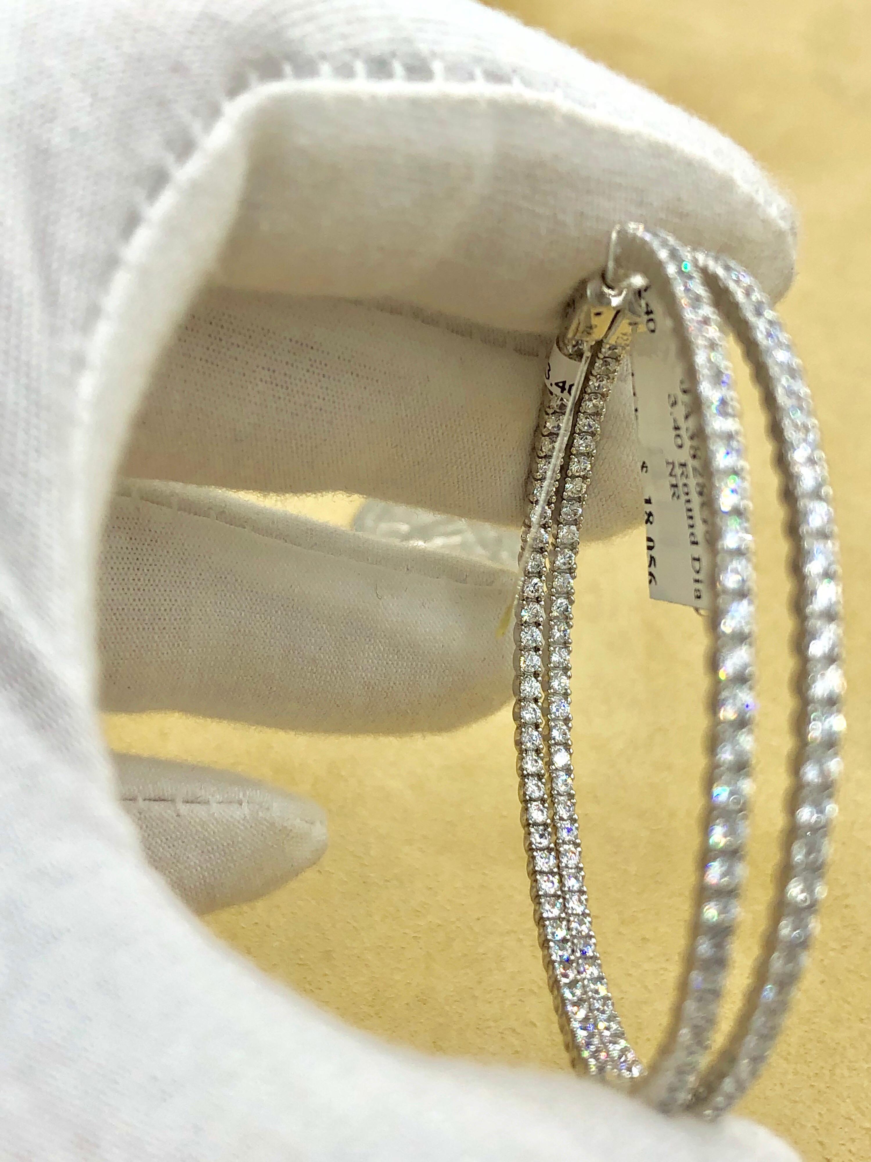 Emilio Jewelry 2.50 Inch Diameter 3.40 Carat Diamond Hoops 4