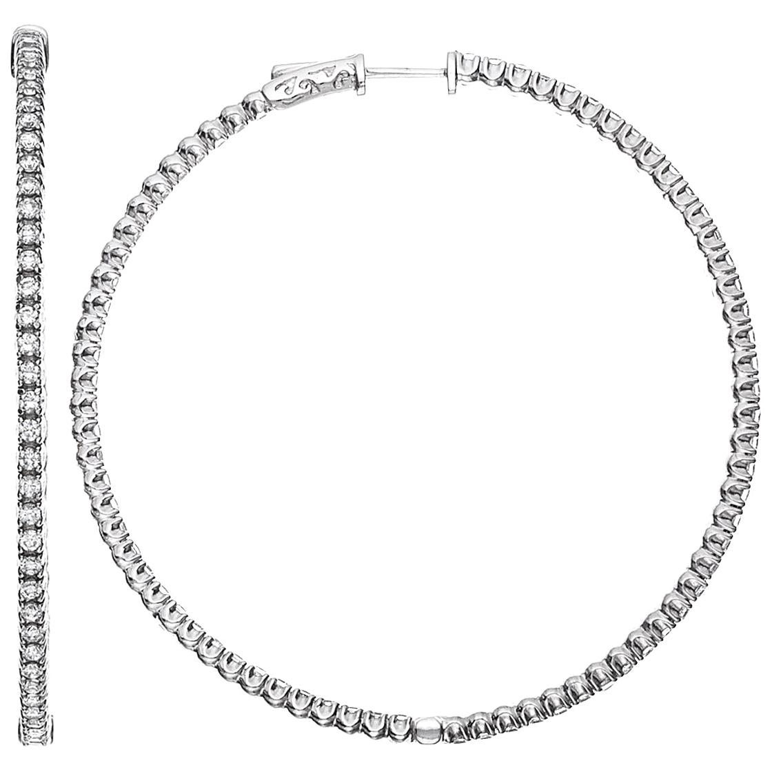 Emilio Jewelry 2.50 Inch Diameter 3.40 Carat Diamond Hoops