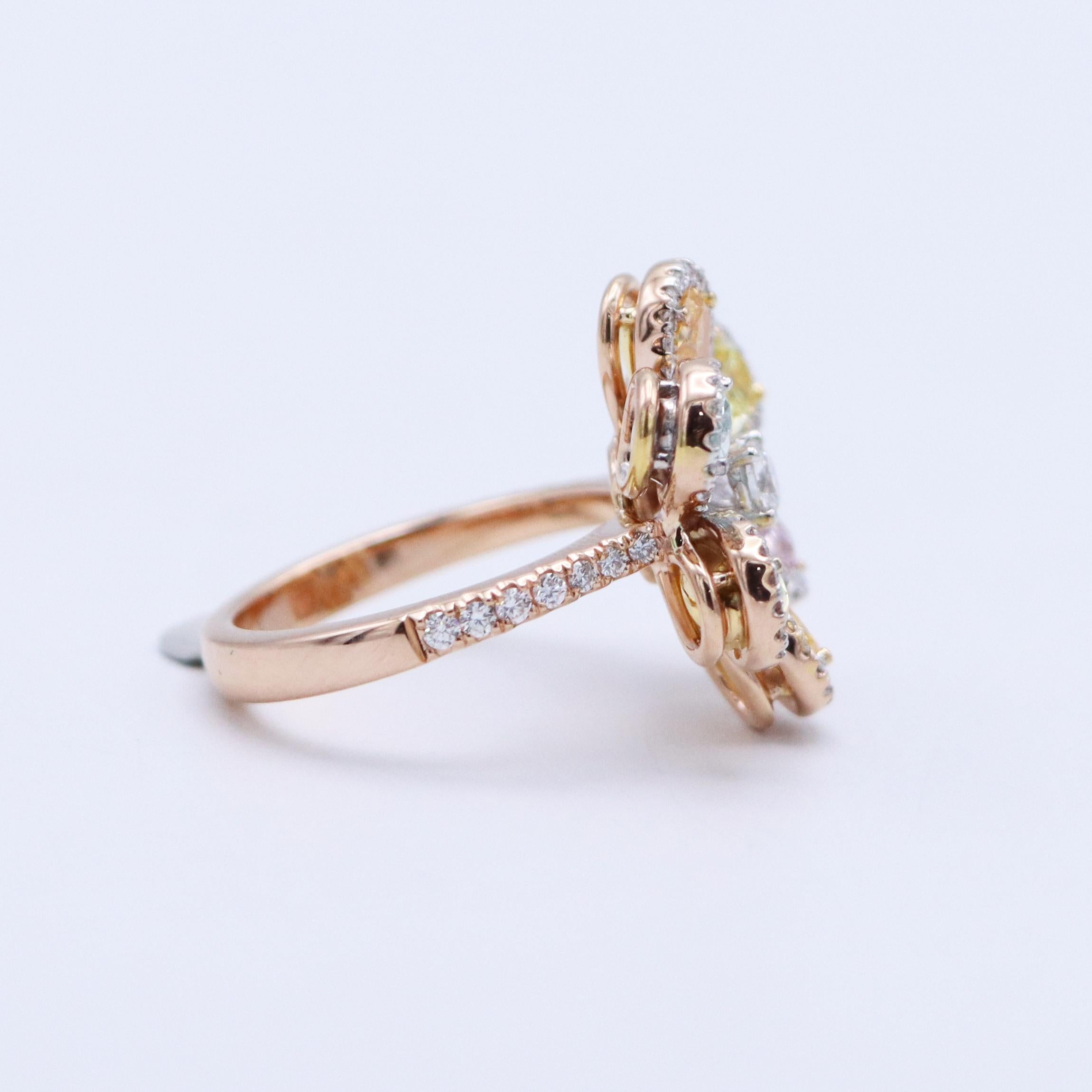 Emilio Jewelry 2.53 Carat Fancy Mixed Diamond Flower Cluster Ring 1