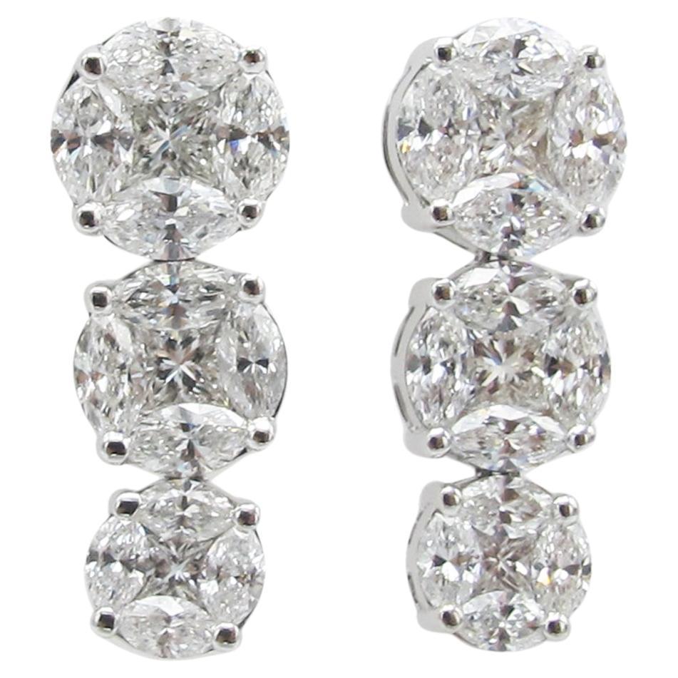 Emilio Jewelry 2.64 Carat Marquise Diamond Illusion Drop Earrings For Sale