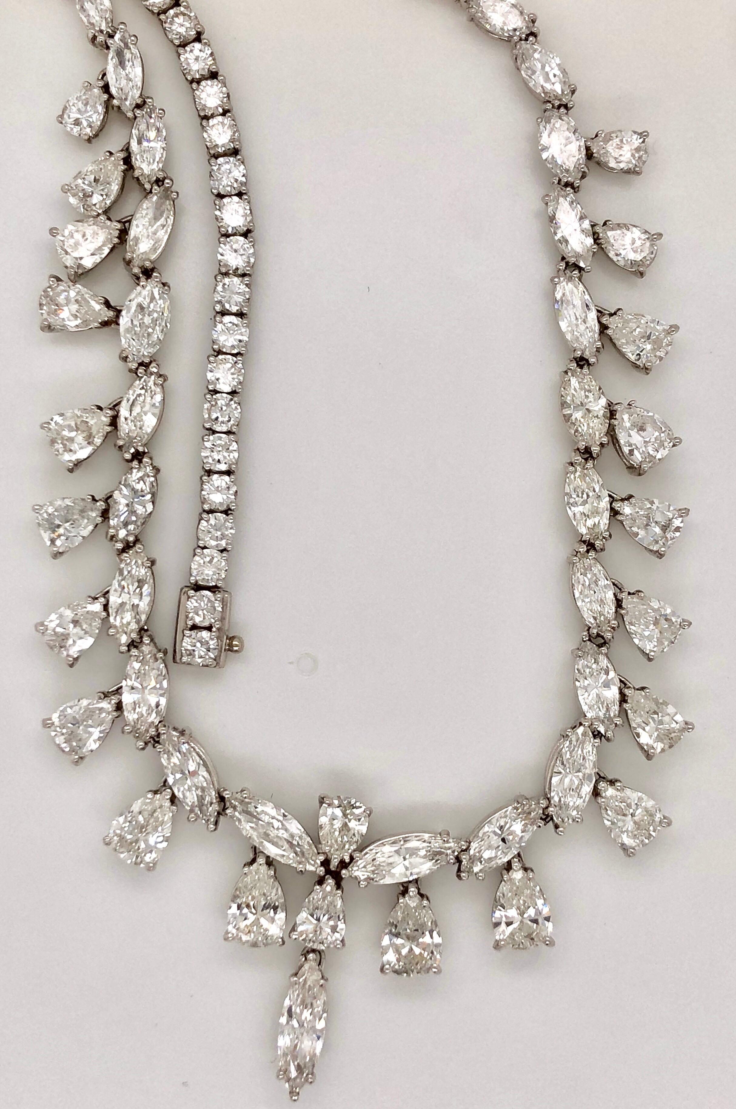 Emilio Jewelry 26.75 Carat Marquise Pear Shape Diamond Necklace 3